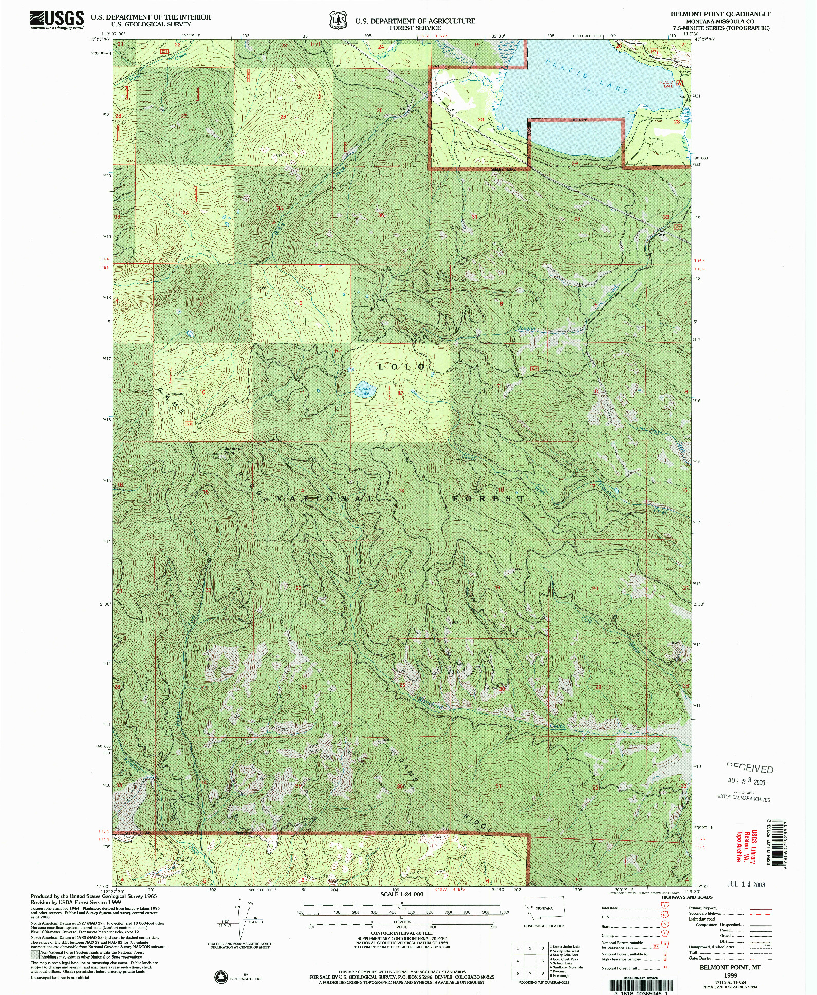 USGS 1:24000-SCALE QUADRANGLE FOR BELMONT POINT, MT 1999