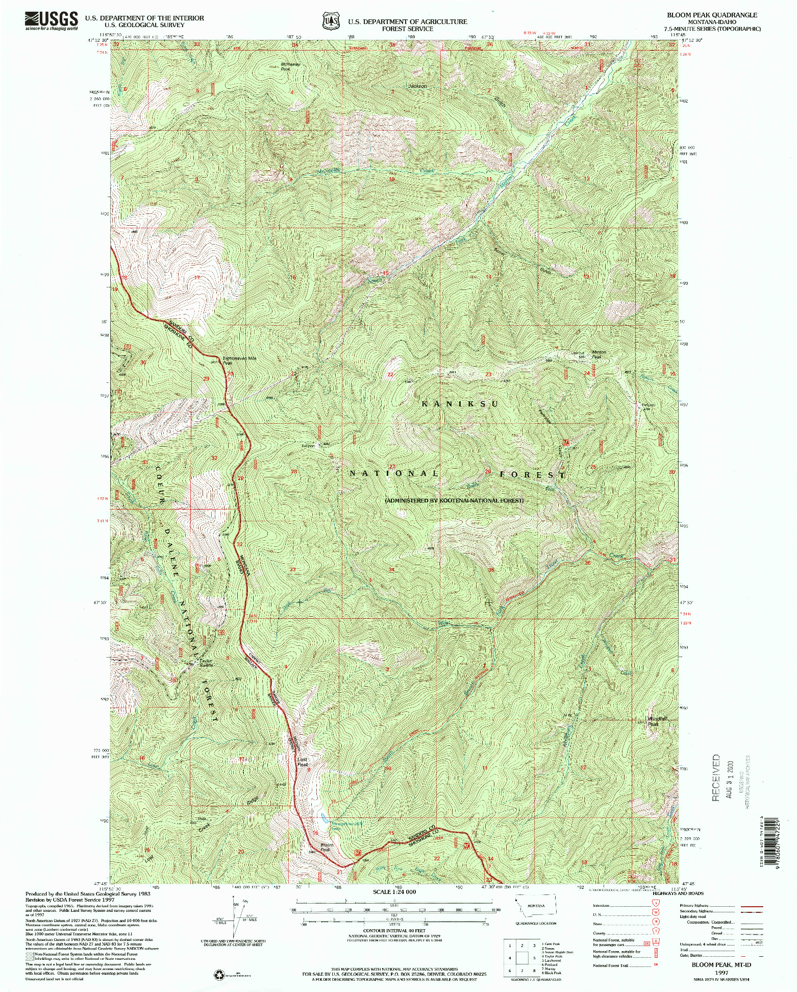 USGS 1:24000-SCALE QUADRANGLE FOR BLOOM PEAK, MT 1997