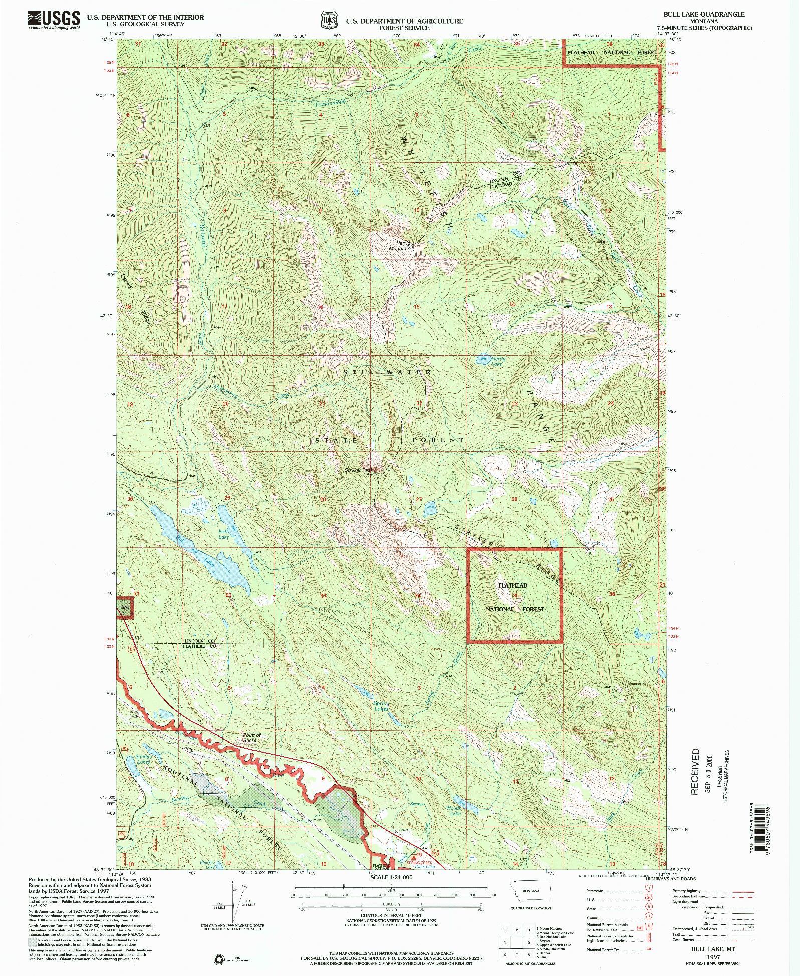 USGS 1:24000-SCALE QUADRANGLE FOR BULL LAKE, MT 1997