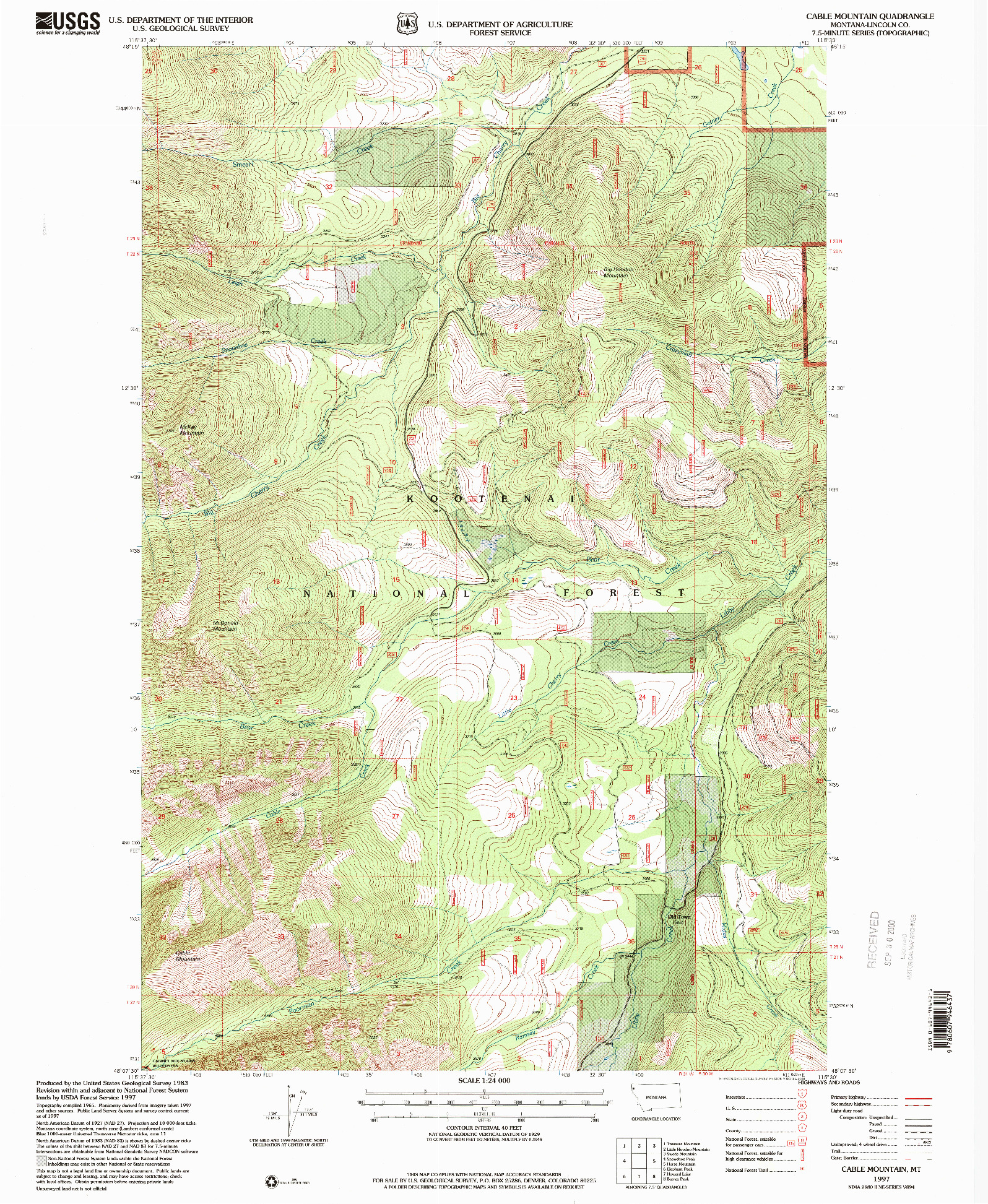 USGS 1:24000-SCALE QUADRANGLE FOR CABLE MOUNTAIN, MT 1997