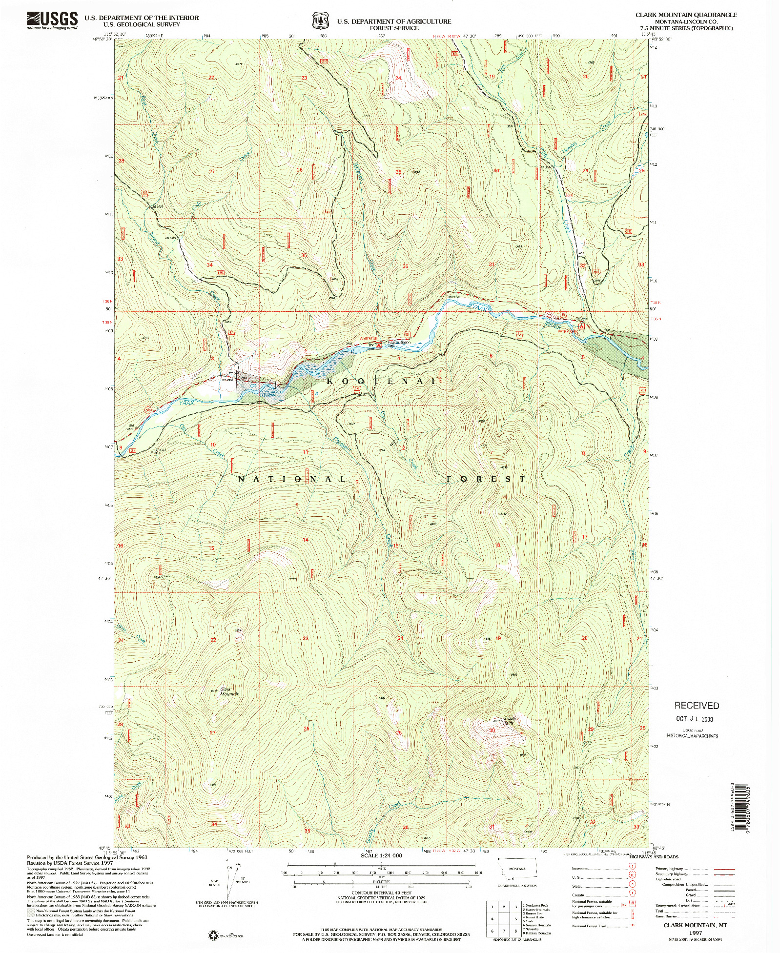 USGS 1:24000-SCALE QUADRANGLE FOR CLARK MOUNTAIN, MT 1997