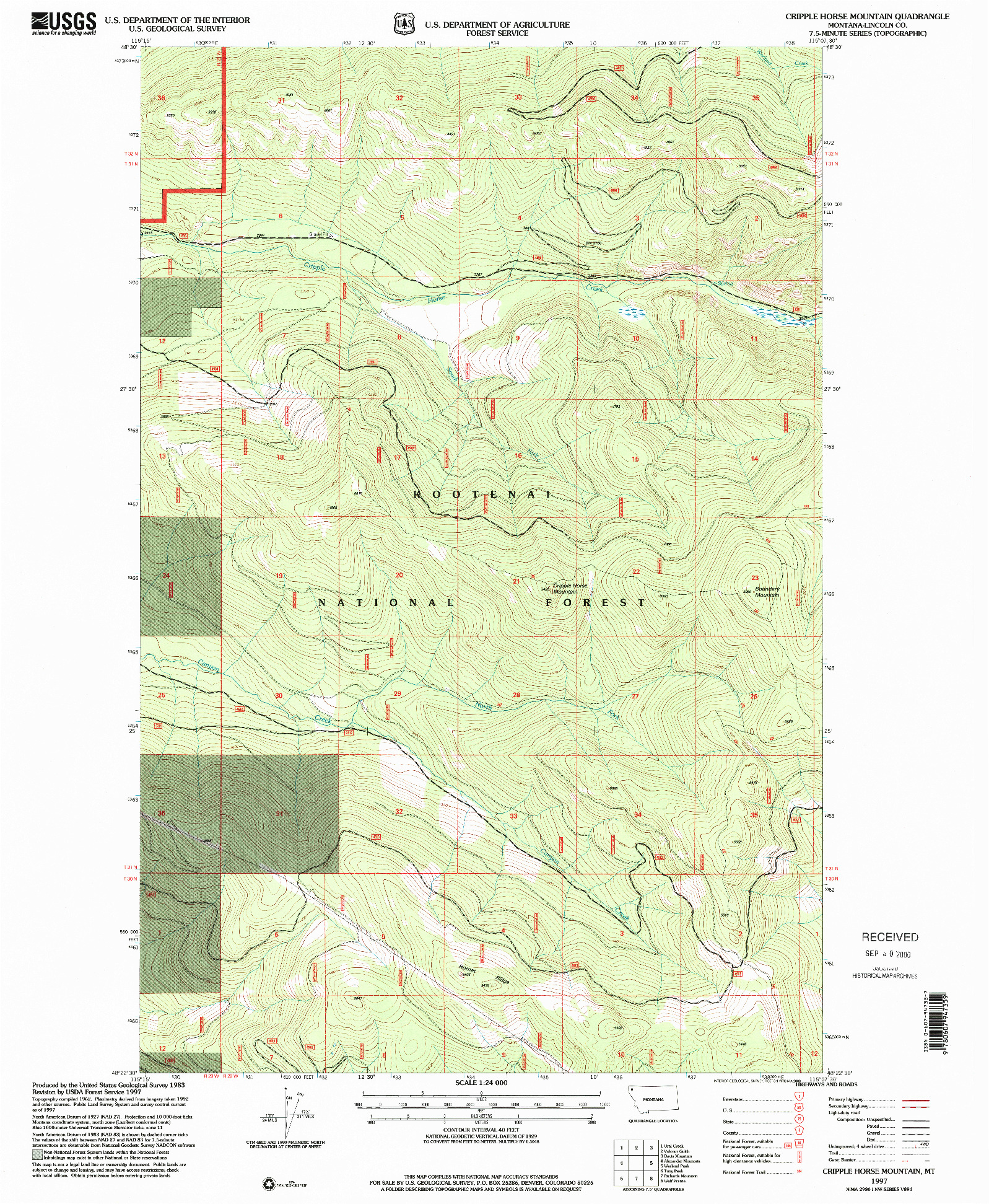 USGS 1:24000-SCALE QUADRANGLE FOR CRIPPLE HORSE MOUNTAIN, MT 1977