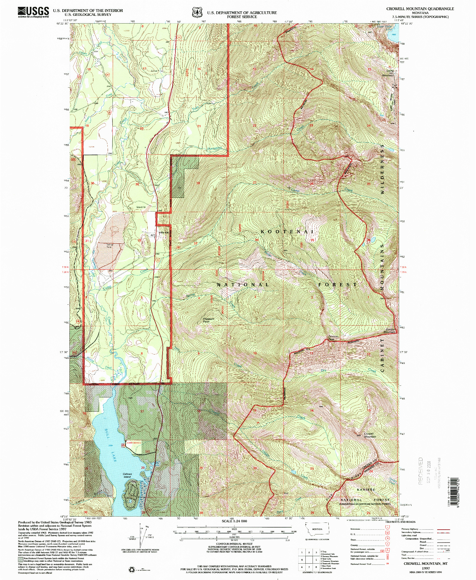 USGS 1:24000-SCALE QUADRANGLE FOR CROWELL MOUNTAIN, MT 1997