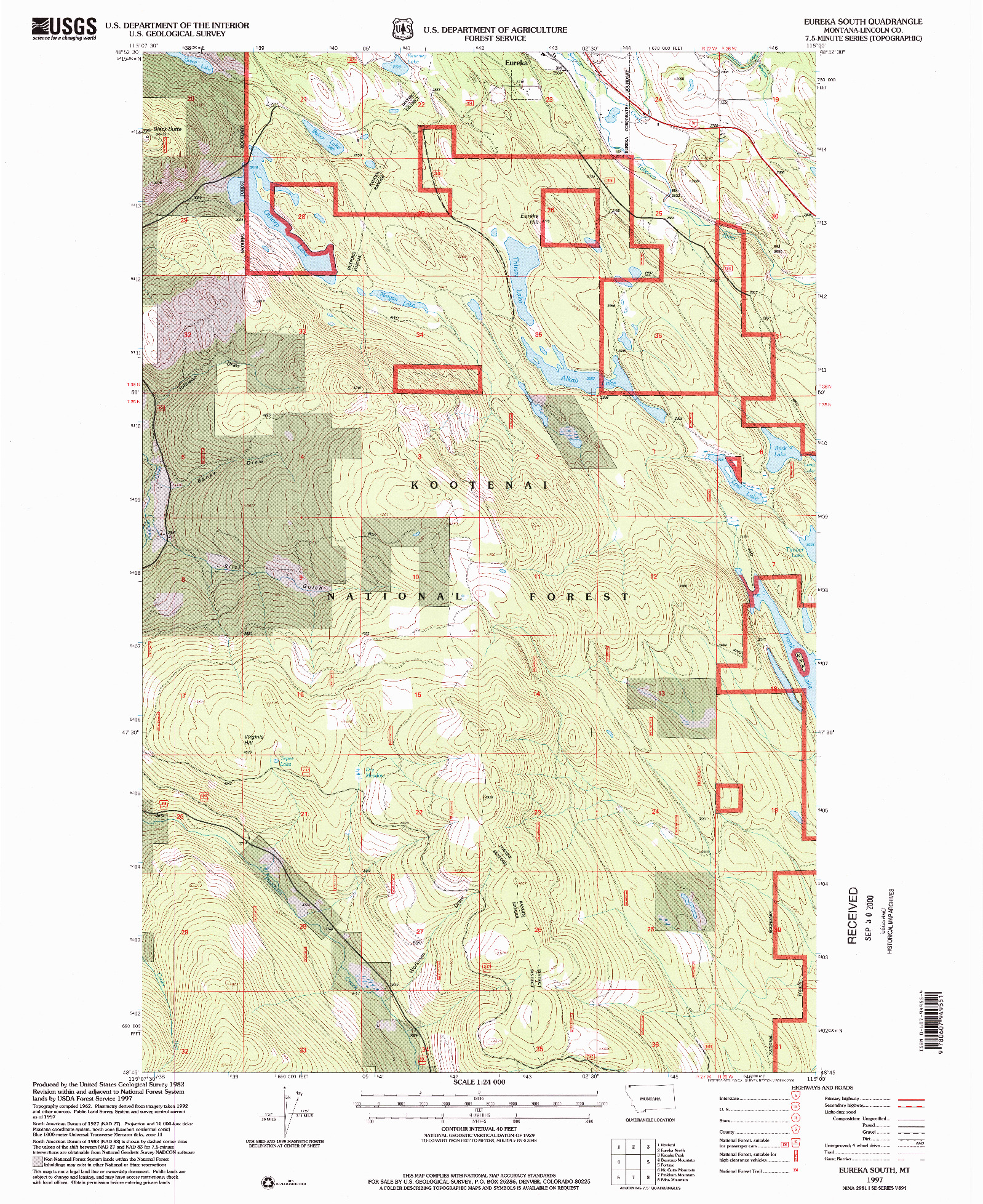 USGS 1:24000-SCALE QUADRANGLE FOR EUREKA SOUTH, MT 1997