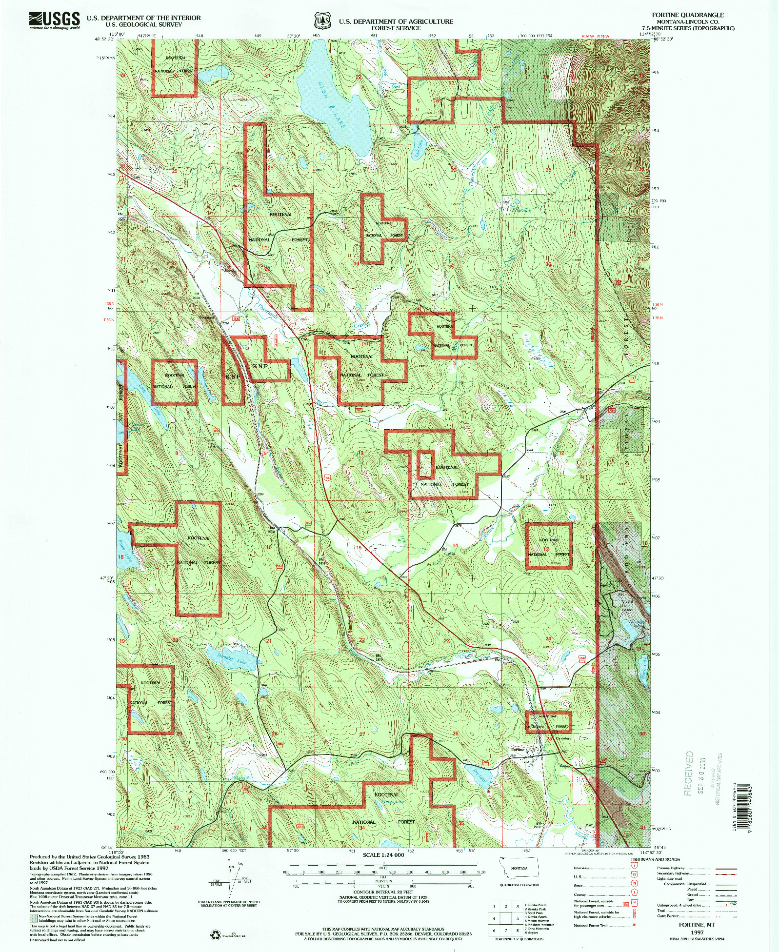 USGS 1:24000-SCALE QUADRANGLE FOR FORTINE, MT 1997