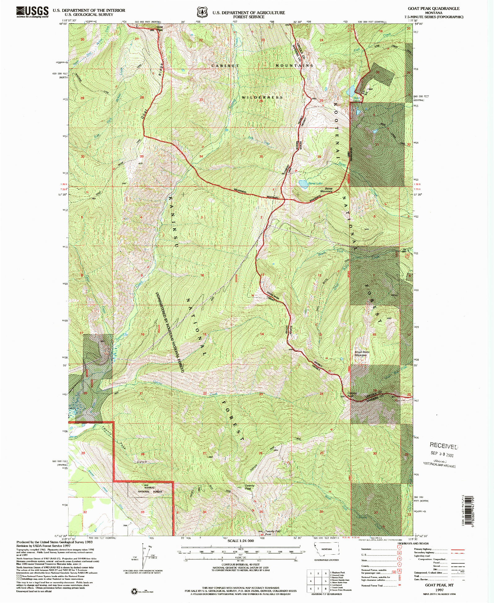 USGS 1:24000-SCALE QUADRANGLE FOR GOAT PEAK, MT 1997