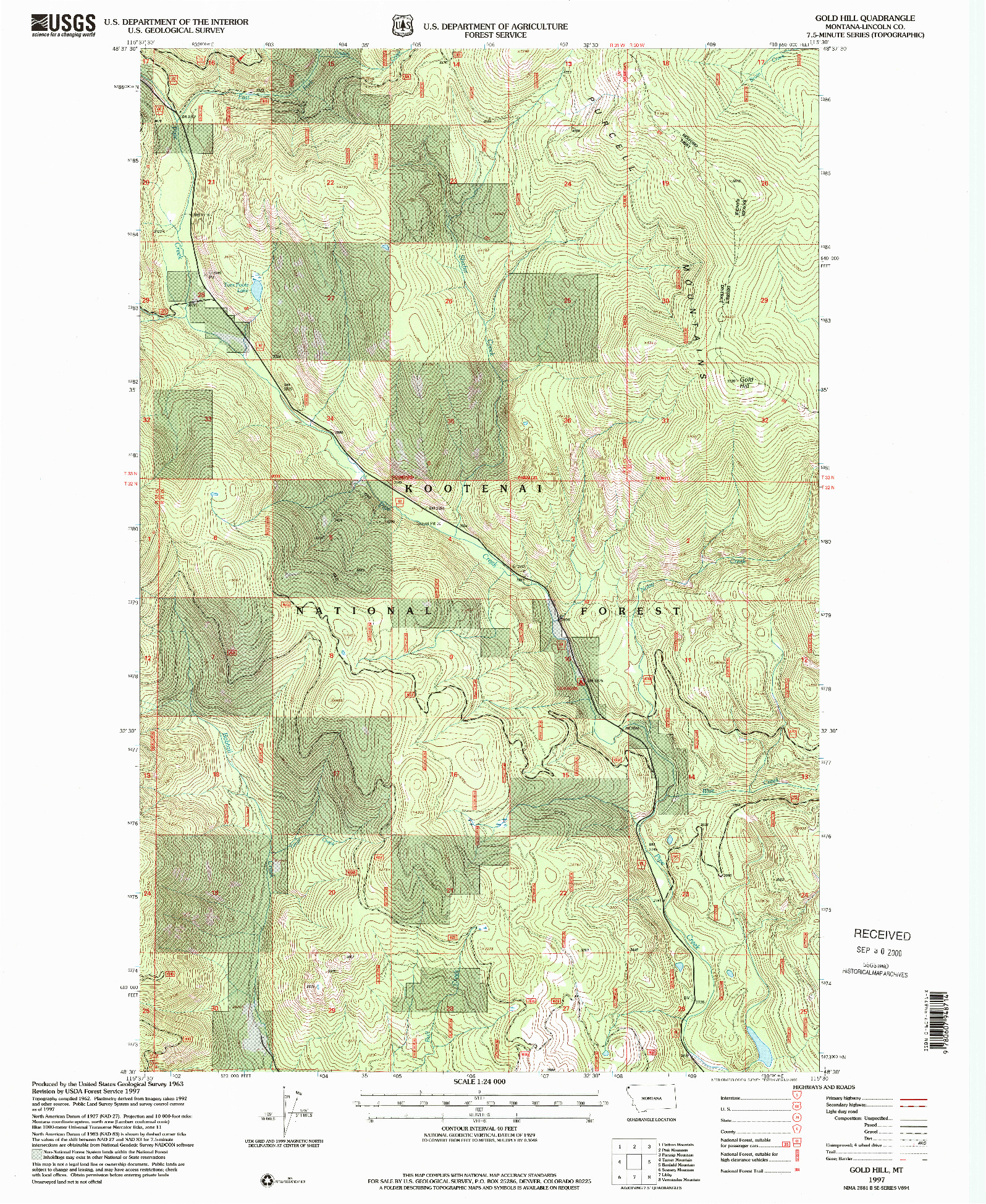 USGS 1:24000-SCALE QUADRANGLE FOR GOLD HILL, MT 1997