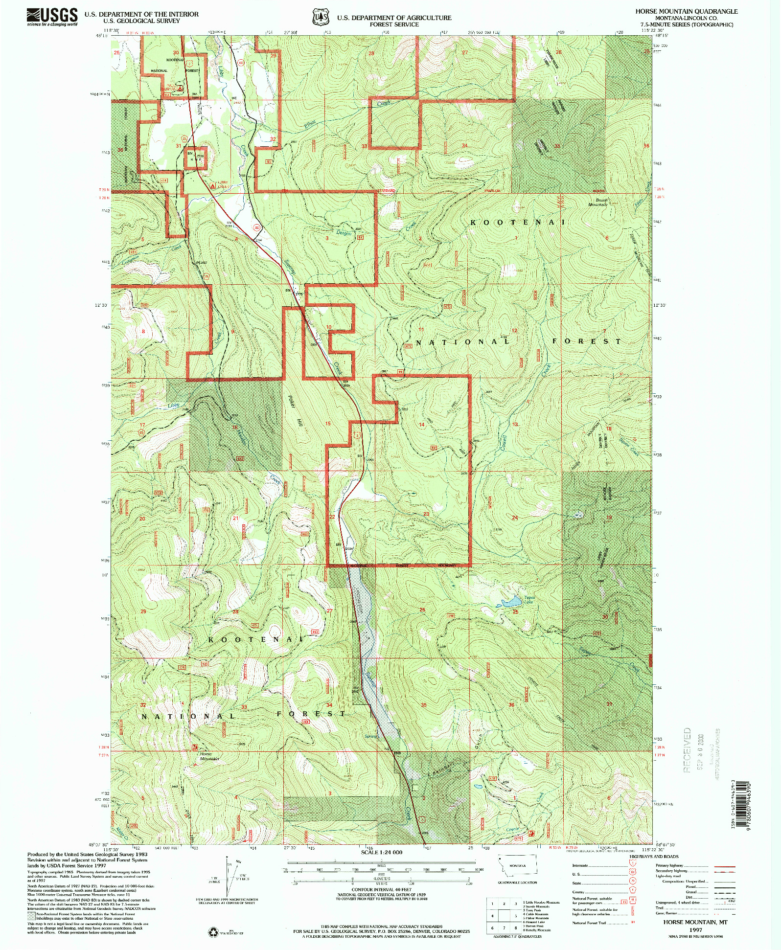 USGS 1:24000-SCALE QUADRANGLE FOR HORSE MOUNTAIN, MT 1997