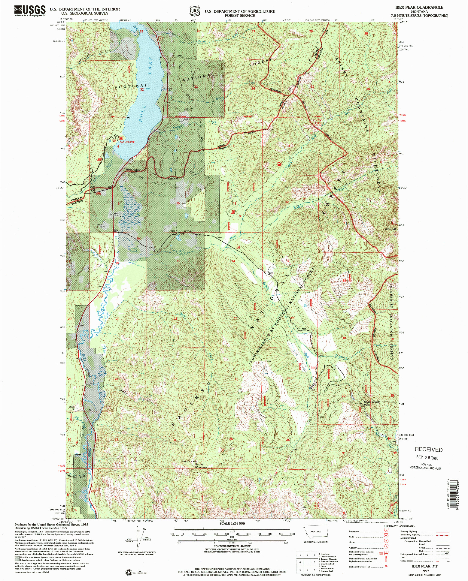 USGS 1:24000-SCALE QUADRANGLE FOR IBEX PEAK, MT 1997