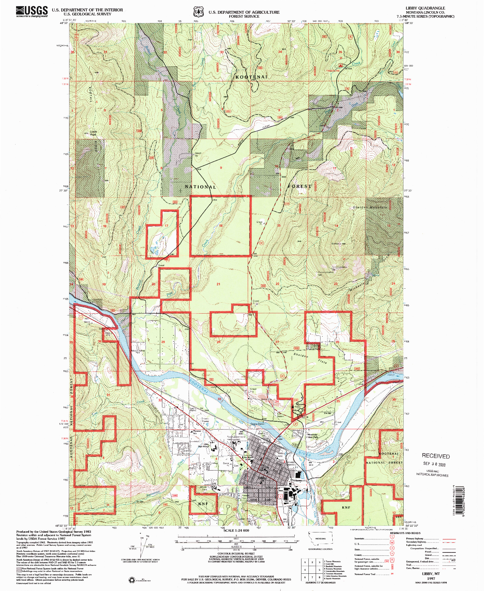 USGS 1:24000-SCALE QUADRANGLE FOR LIBBY, MT 1997