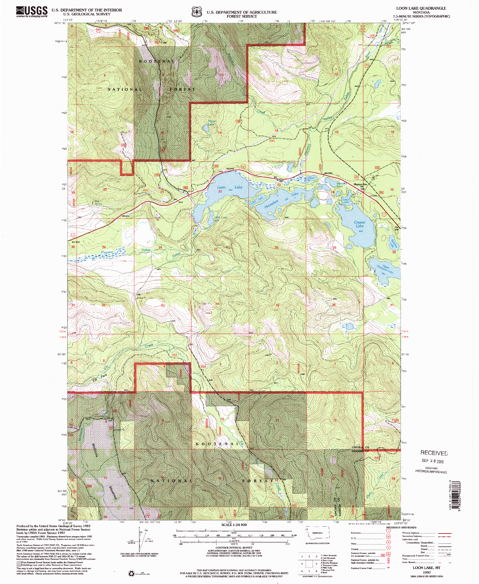 USGS 1:24000-SCALE QUADRANGLE FOR LOON LAKE, MT 1997