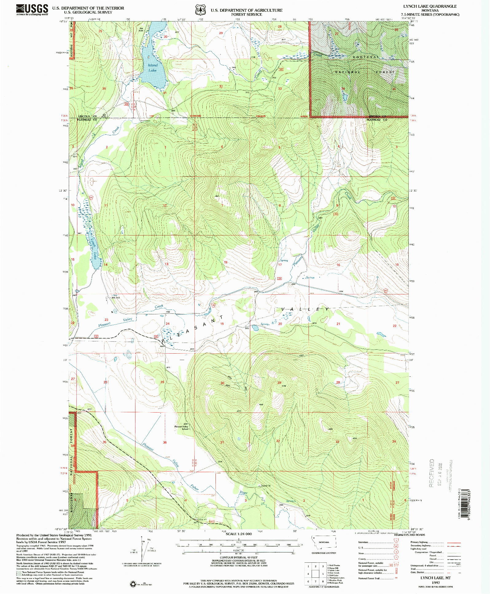 USGS 1:24000-SCALE QUADRANGLE FOR LYNCH LAKE, MT 1997
