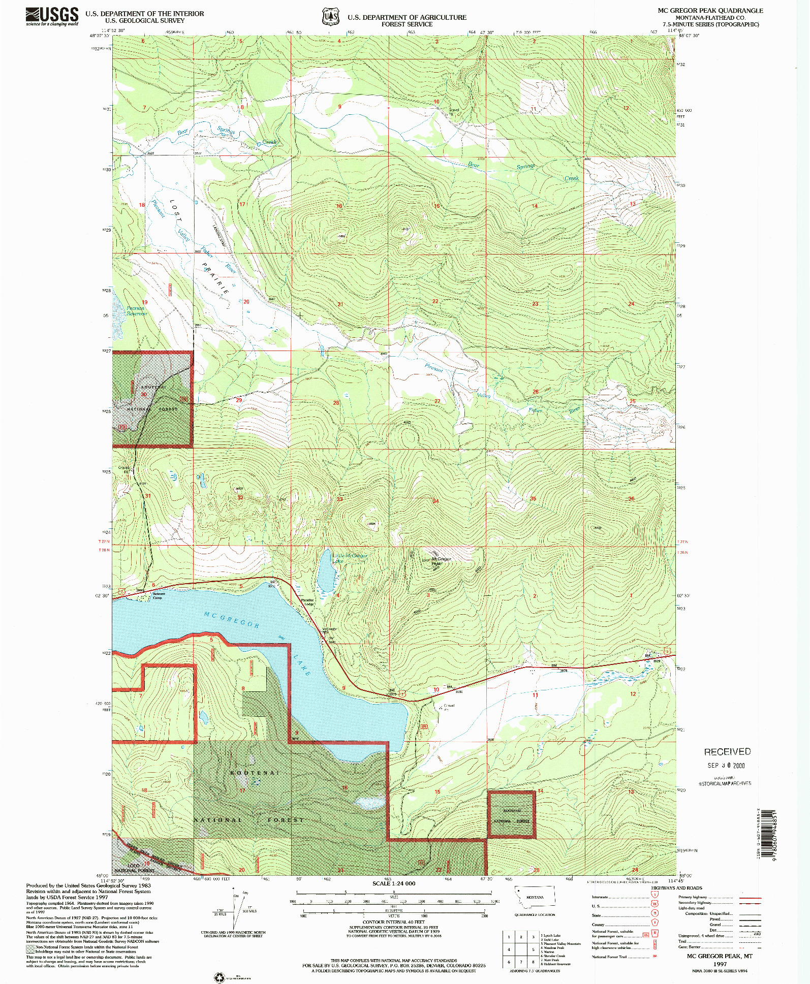 USGS 1:24000-SCALE QUADRANGLE FOR MC GREGOR PEAK, MT 1997