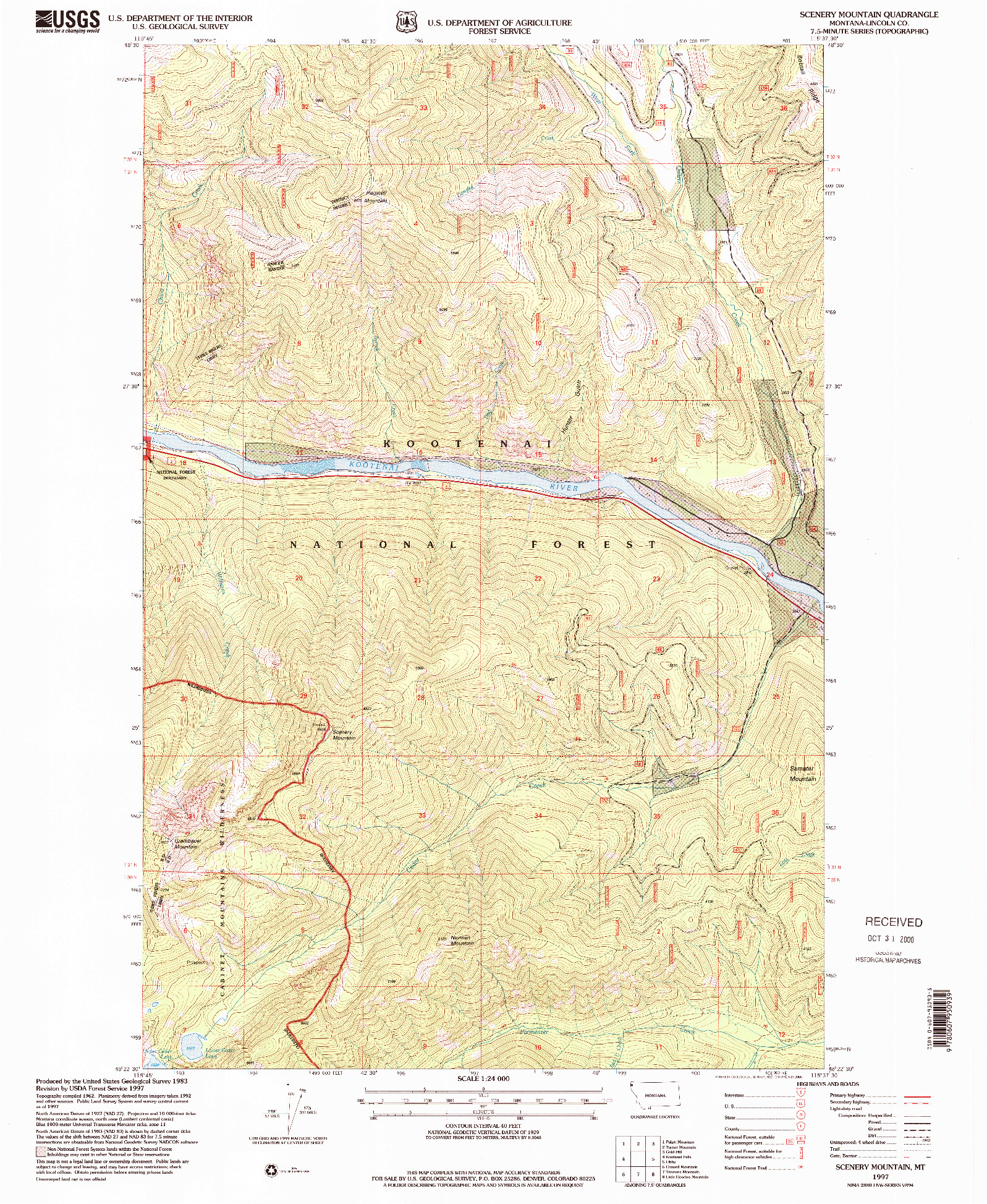 USGS 1:24000-SCALE QUADRANGLE FOR SCENERY MOUNTAIN, MT 1997