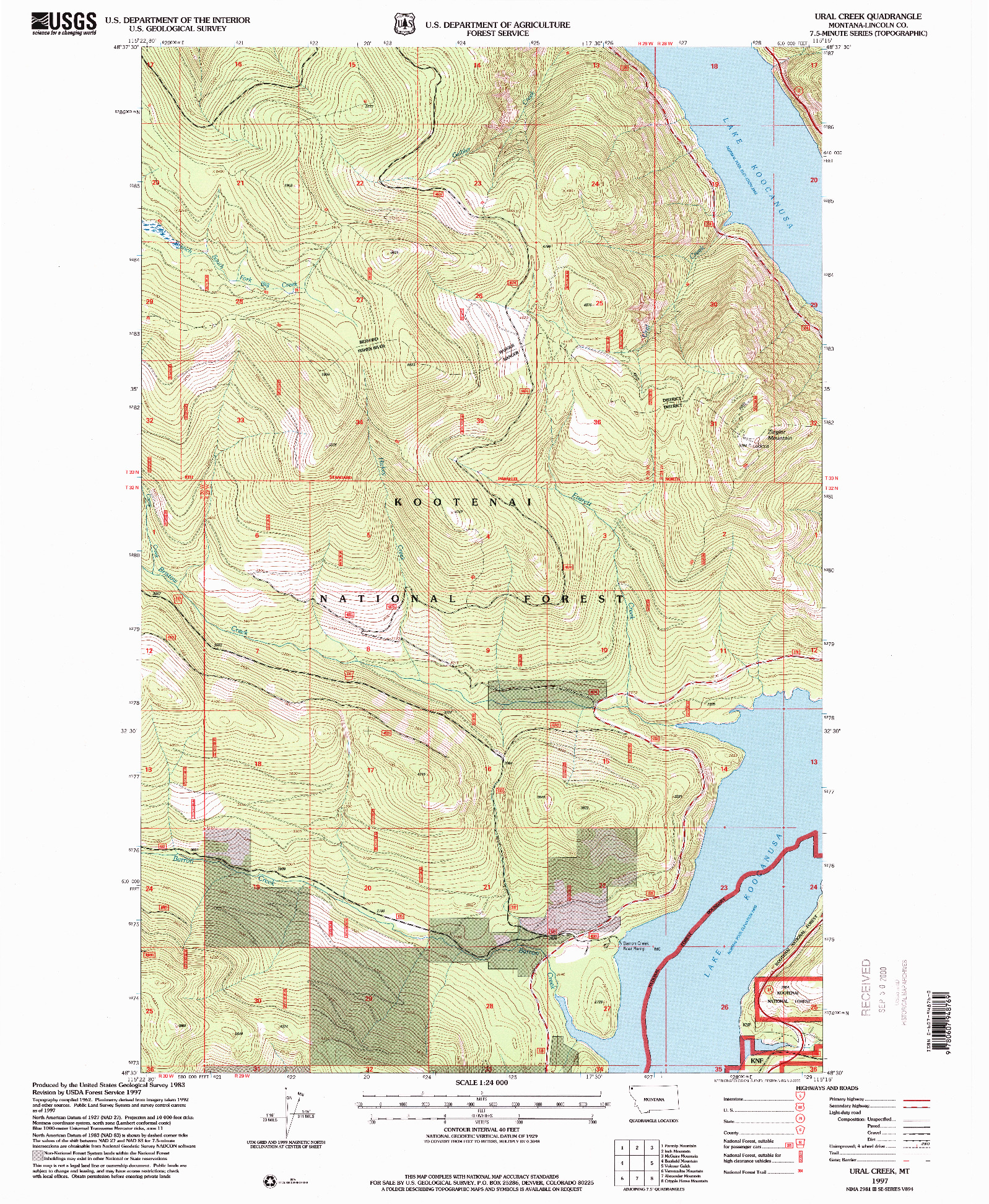 USGS 1:24000-SCALE QUADRANGLE FOR URAL CREEK, MT 1997