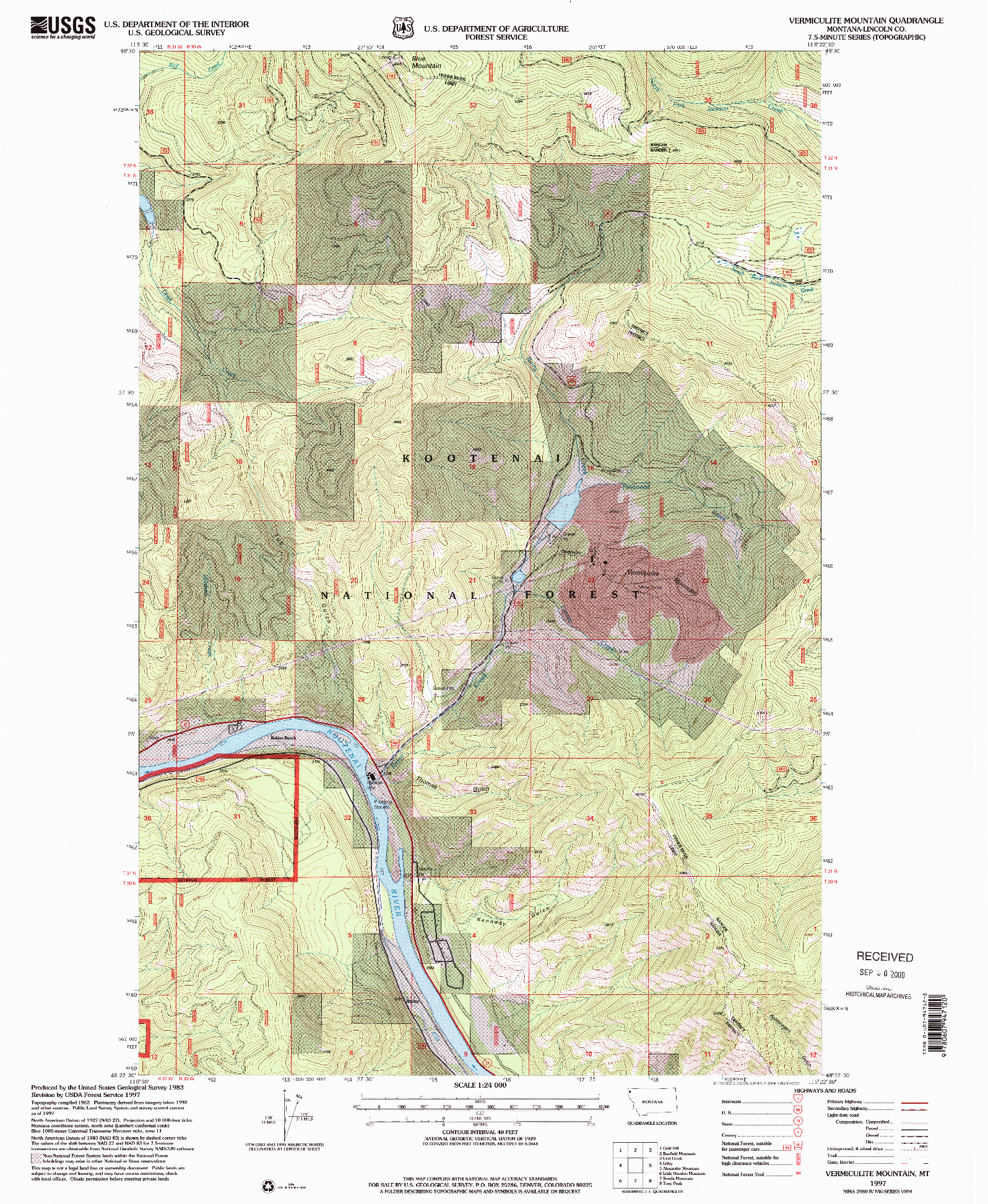 USGS 1:24000-SCALE QUADRANGLE FOR VERMICULITE MOUNTAIN, MT 1997