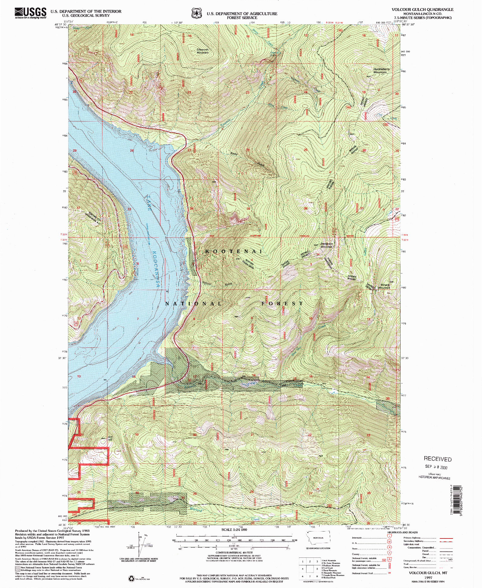 USGS 1:24000-SCALE QUADRANGLE FOR VOLCOUR GULCH, MT 1997