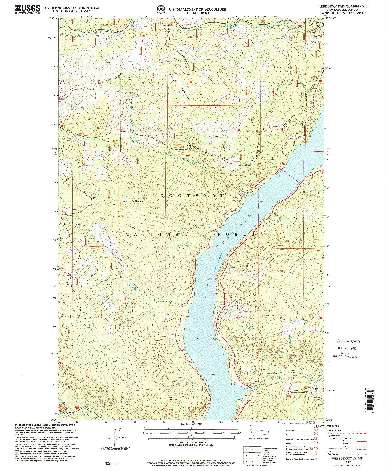 USGS 1:24000-SCALE QUADRANGLE FOR WEBB MOUNTAIN, MT 1997