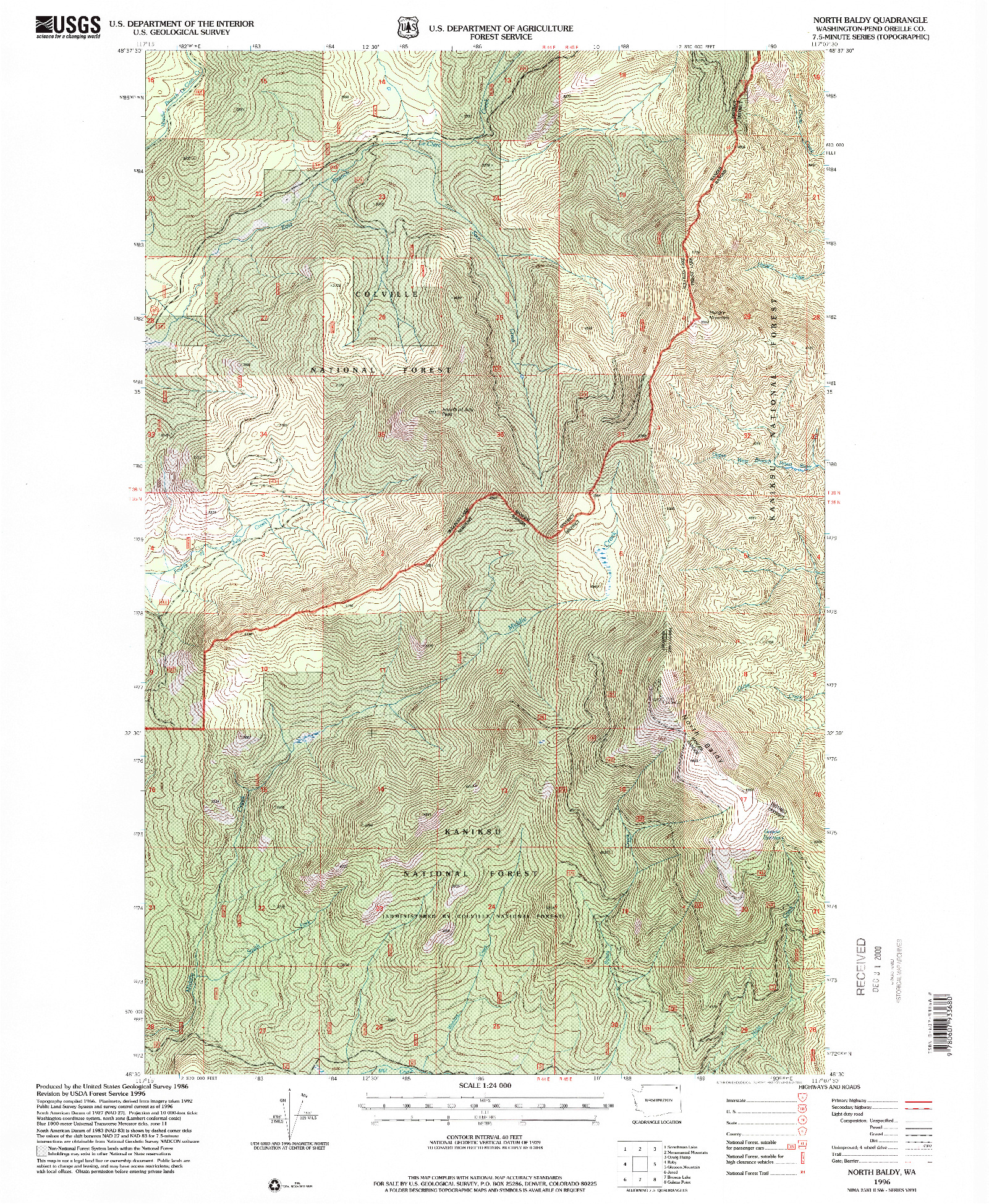 USGS 1:24000-SCALE QUADRANGLE FOR NORTH BALDY, WA 1996