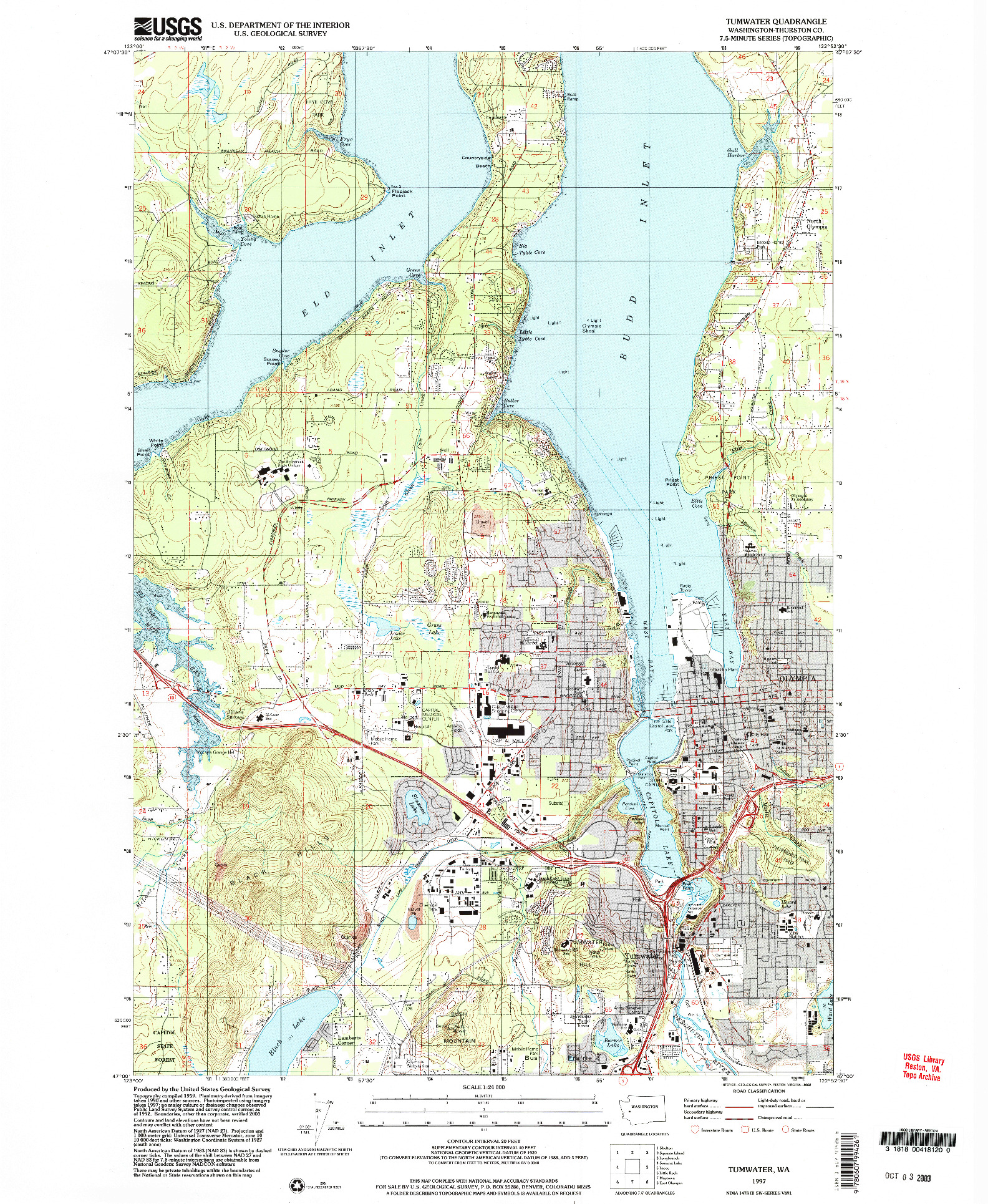 USGS 1:24000-SCALE QUADRANGLE FOR TUMWATER, WA 1997