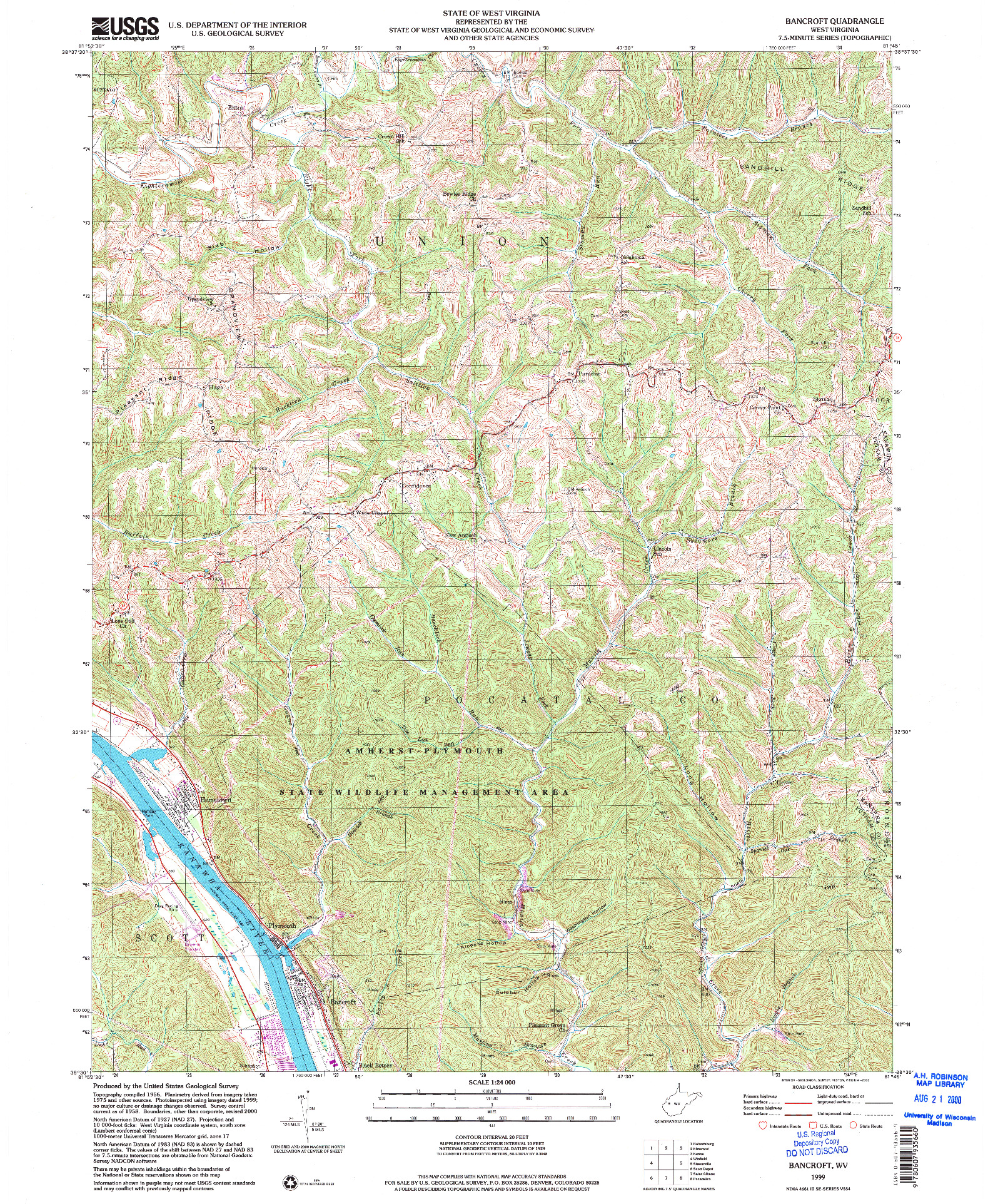 USGS 1:24000-SCALE QUADRANGLE FOR BANCROFT, WV 1999