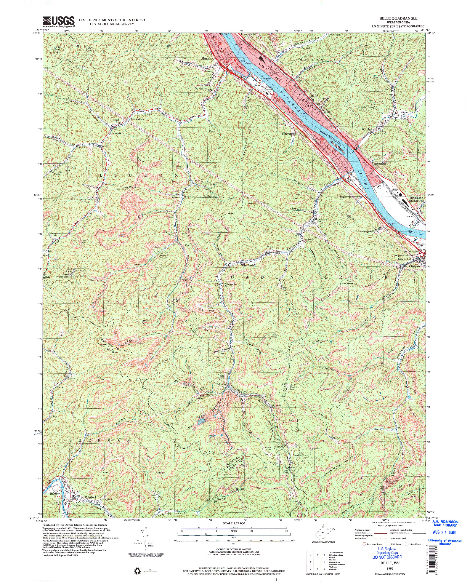 USGS 1:24000-SCALE QUADRANGLE FOR BELLE, WV 1996