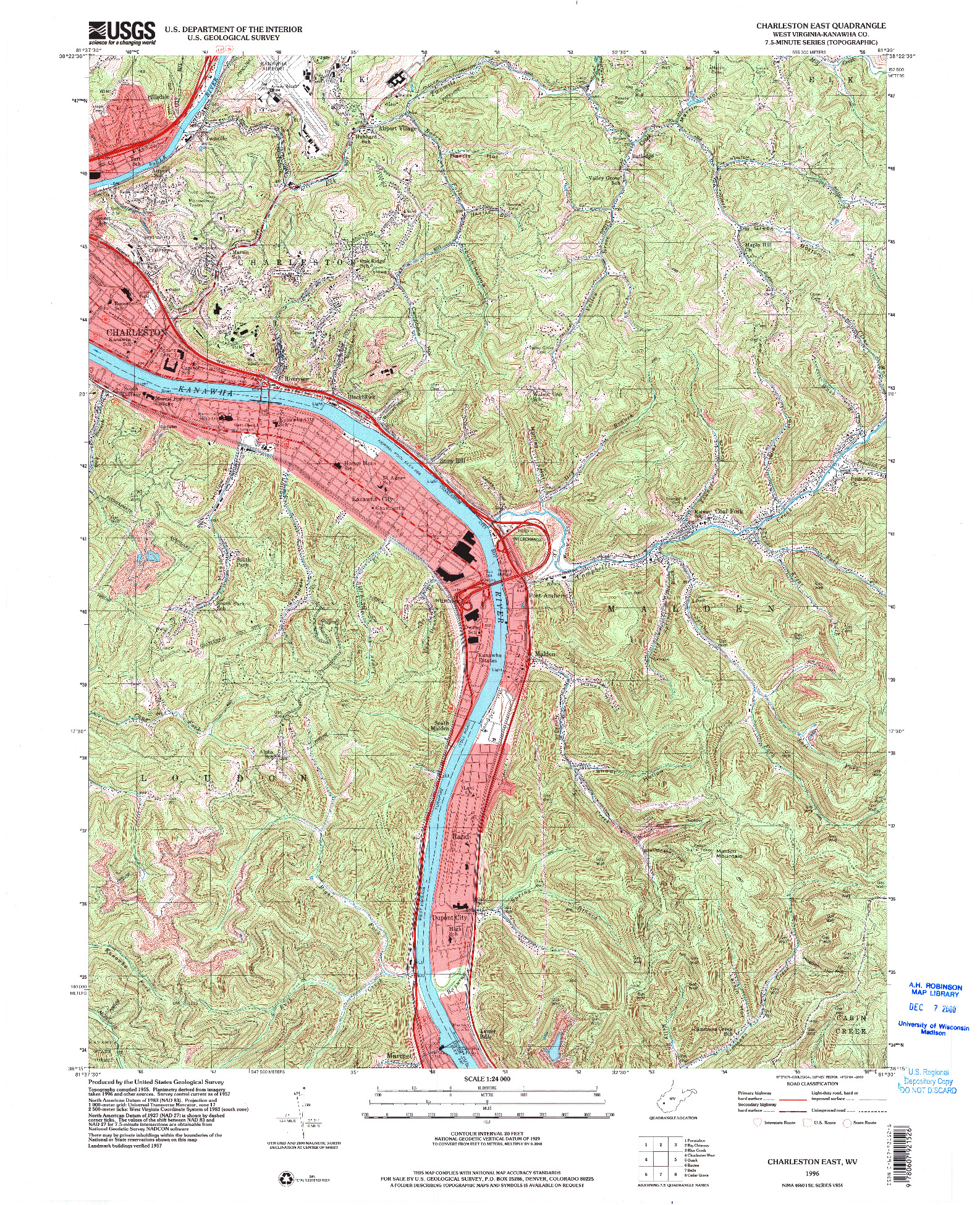 USGS 1:24000-SCALE QUADRANGLE FOR CHARLESTON EAST, WV 1996