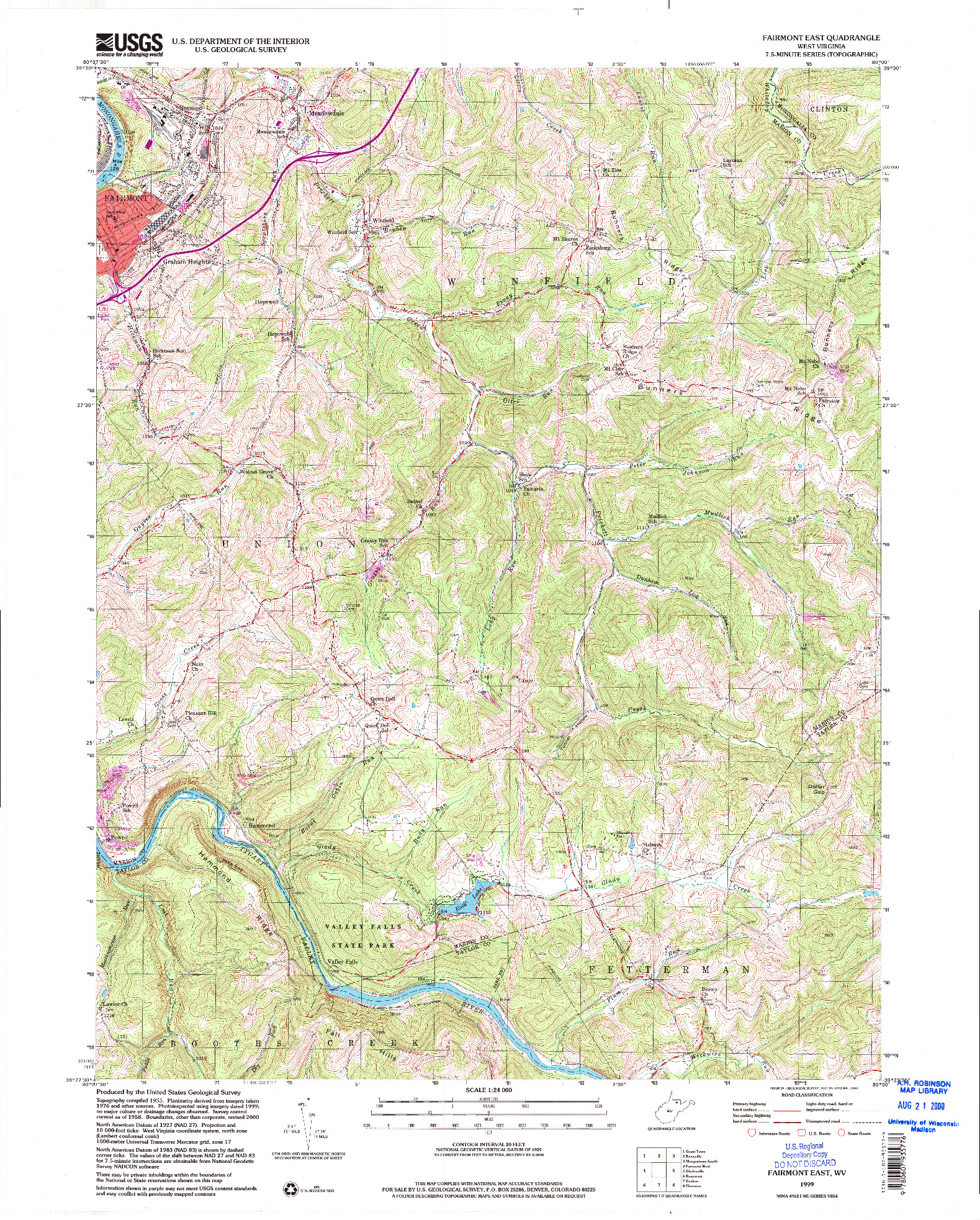 USGS 1:24000-SCALE QUADRANGLE FOR FAIRMONT EAST, WV 1999