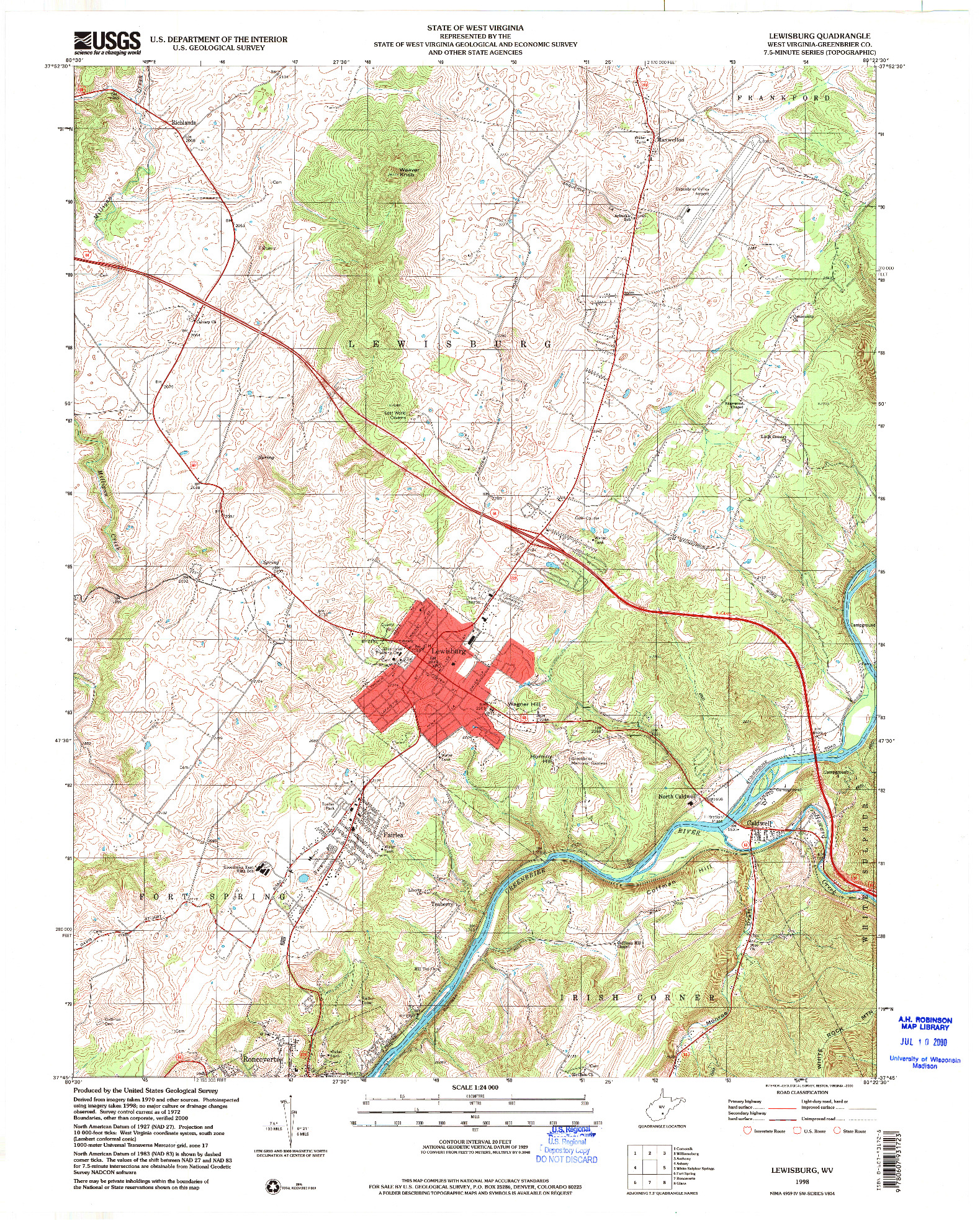 USGS 1:24000-SCALE QUADRANGLE FOR LEWISBURG, WV 1998