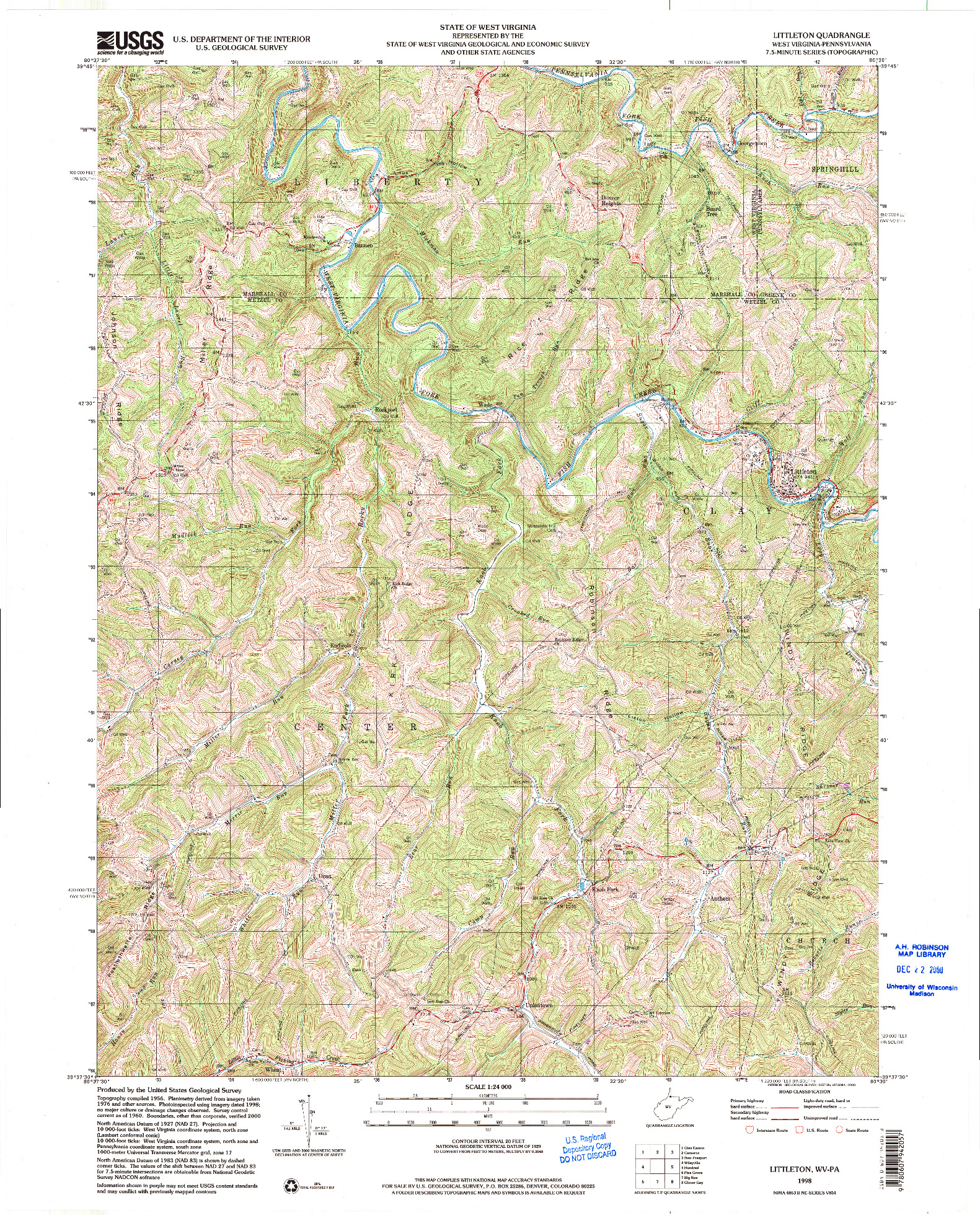 USGS 1:24000-SCALE QUADRANGLE FOR LITTLETON, WV 1998