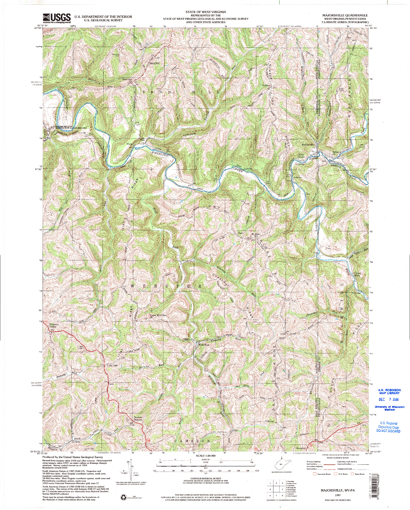 USGS 1:24000-SCALE QUADRANGLE FOR MAJORSVILLE, WV 1997