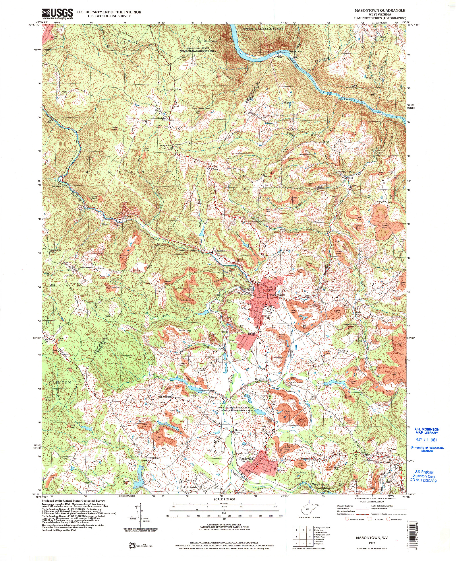 USGS 1:24000-SCALE QUADRANGLE FOR MASONTOWN, WV 1997