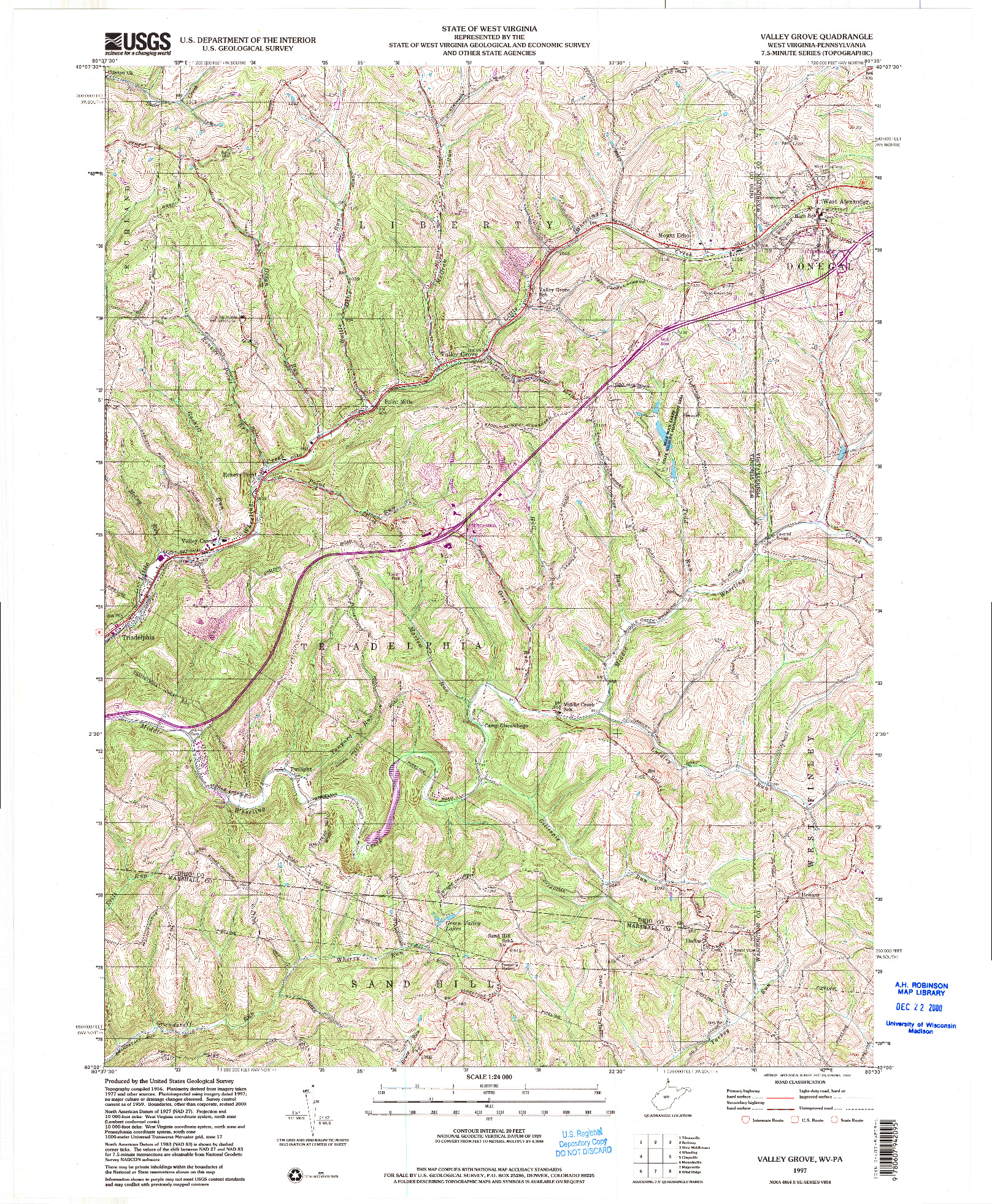 USGS 1:24000-SCALE QUADRANGLE FOR VALLEY GROVE, WV 1997