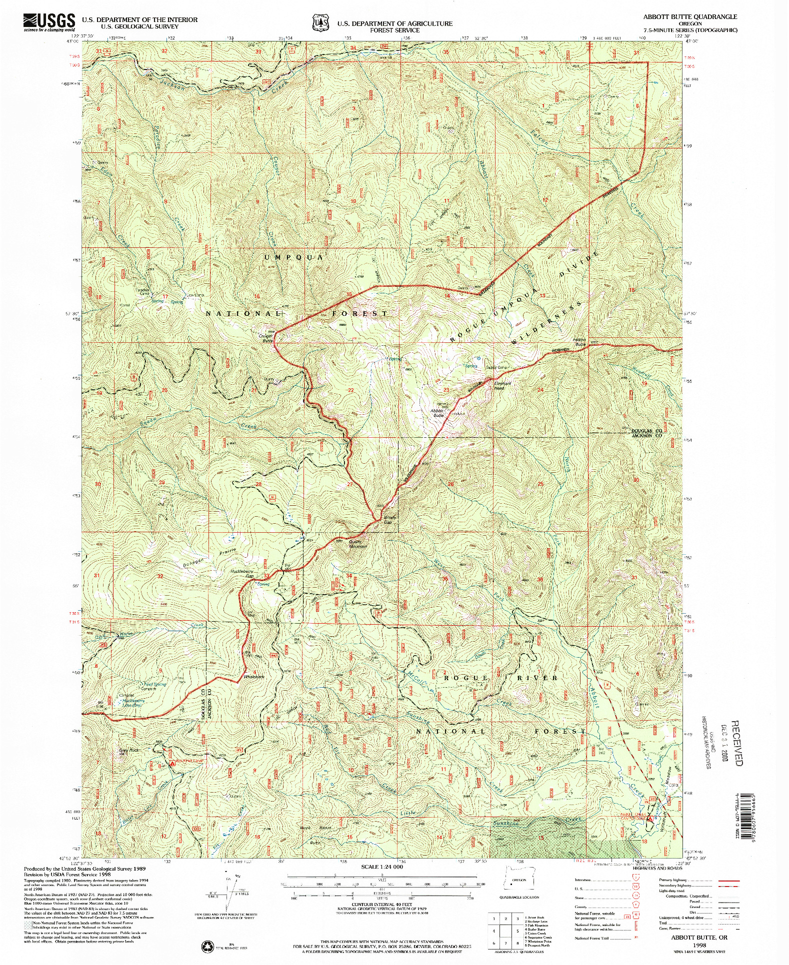 USGS 1:24000-SCALE QUADRANGLE FOR ABBOTT BUTTE, OR 1998