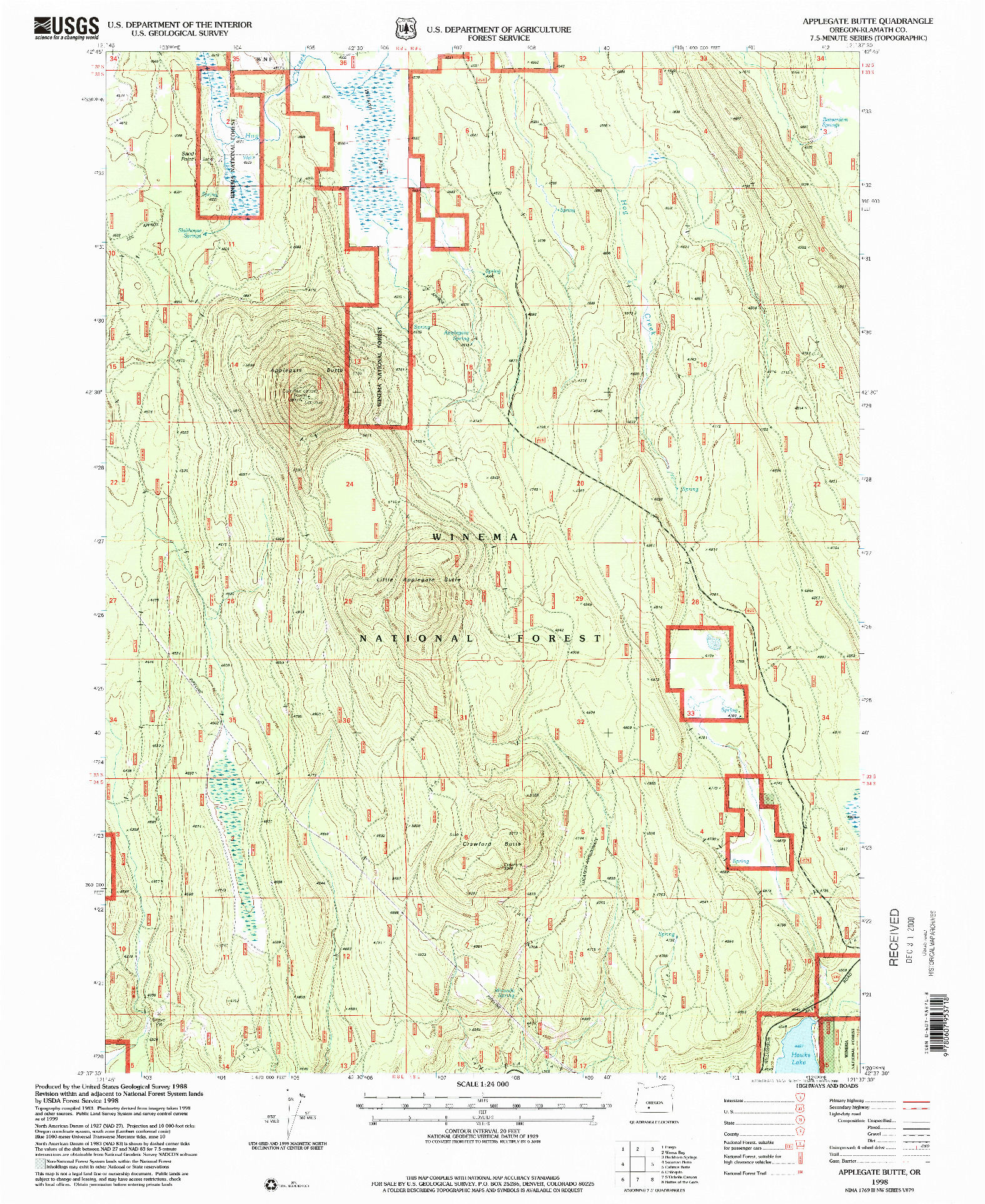 USGS 1:24000-SCALE QUADRANGLE FOR APPLEGATE BUTTE, OR 1998