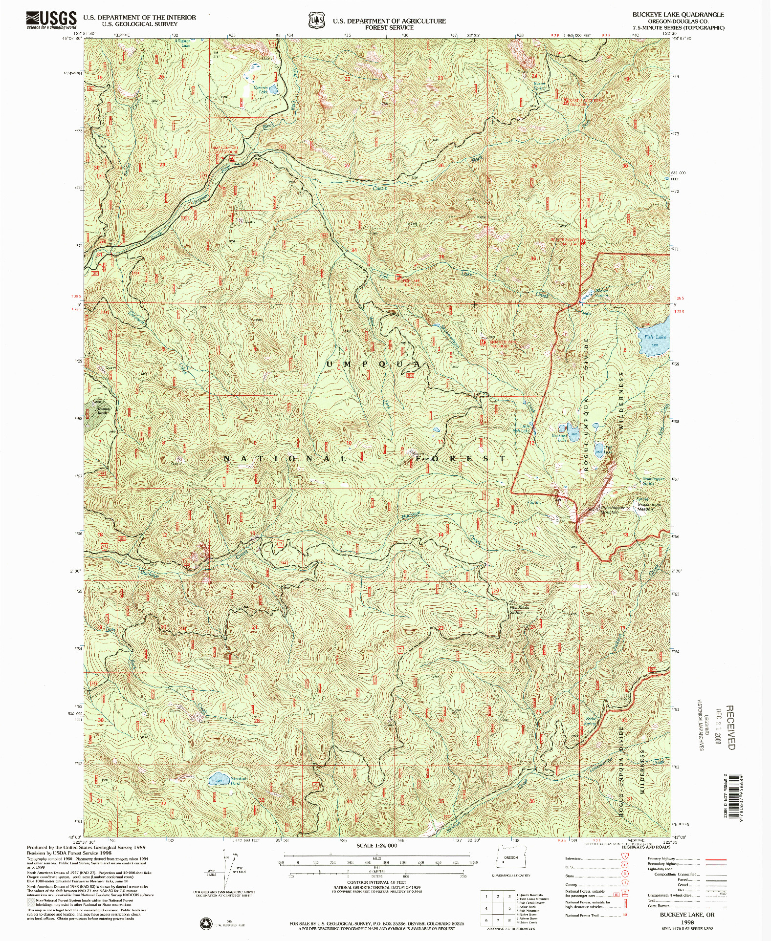 USGS 1:24000-SCALE QUADRANGLE FOR BUCKEYE LAKE, OR 1998