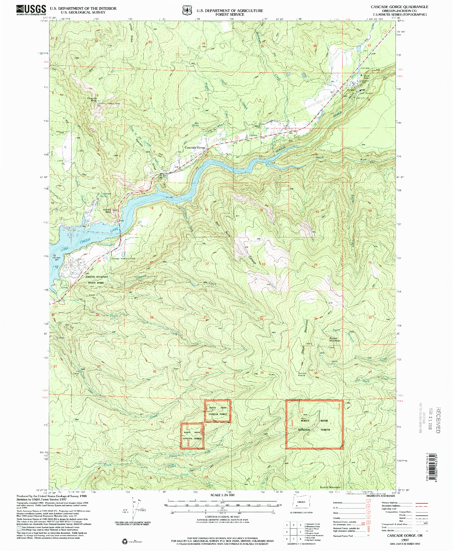 USGS 1:24000-SCALE QUADRANGLE FOR CASCADE GORGE, OR 1997
