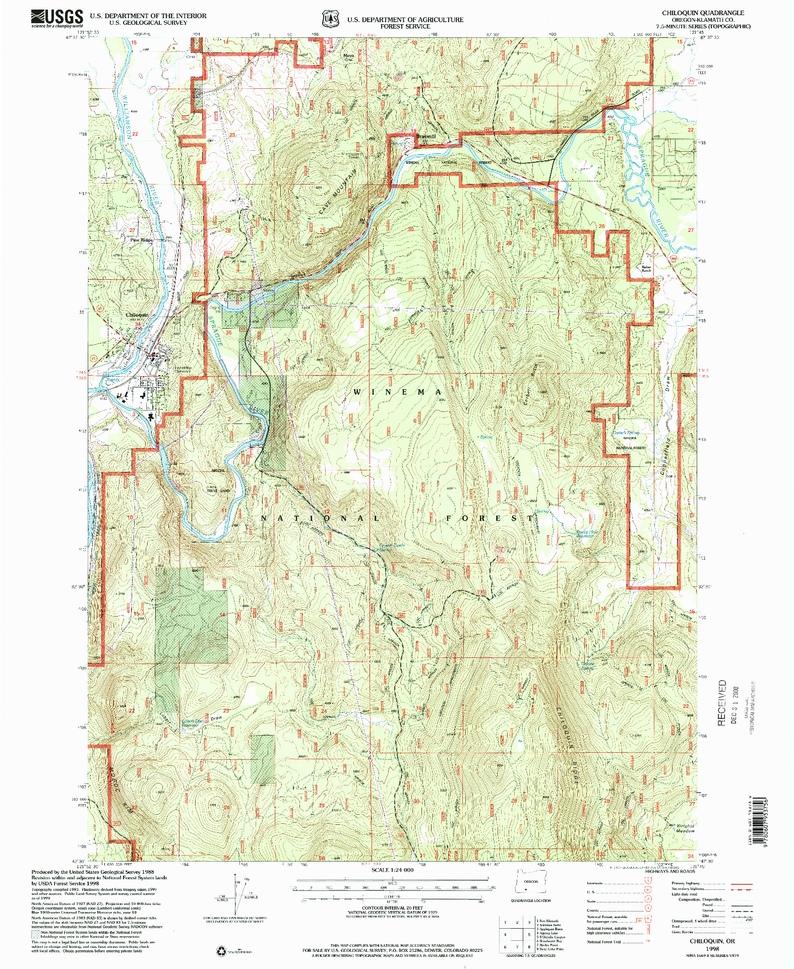 USGS 1:24000-SCALE QUADRANGLE FOR CHILOQUIN, OR 1998