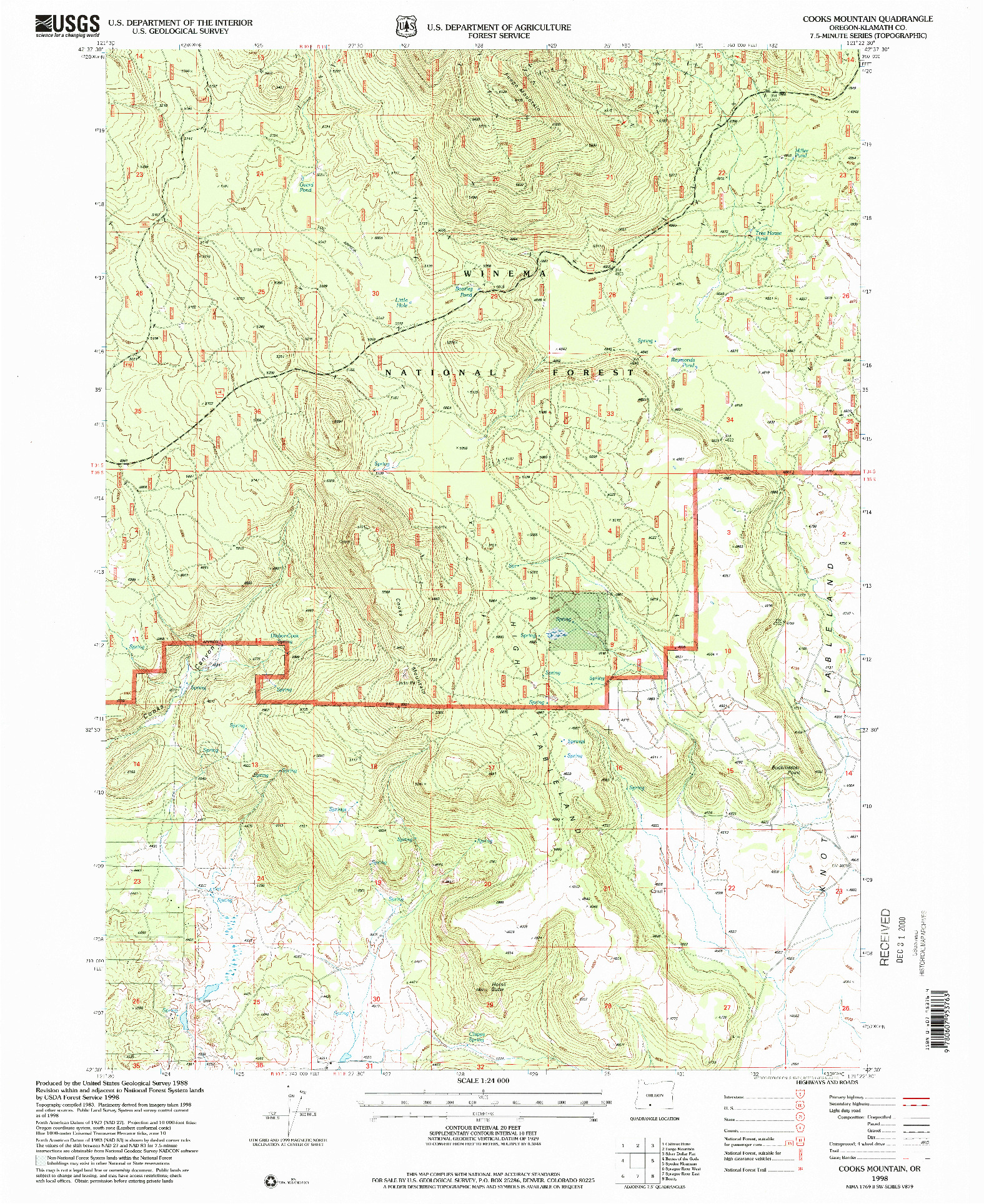 USGS 1:24000-SCALE QUADRANGLE FOR COOKS MOUNTAIN, OR 1998
