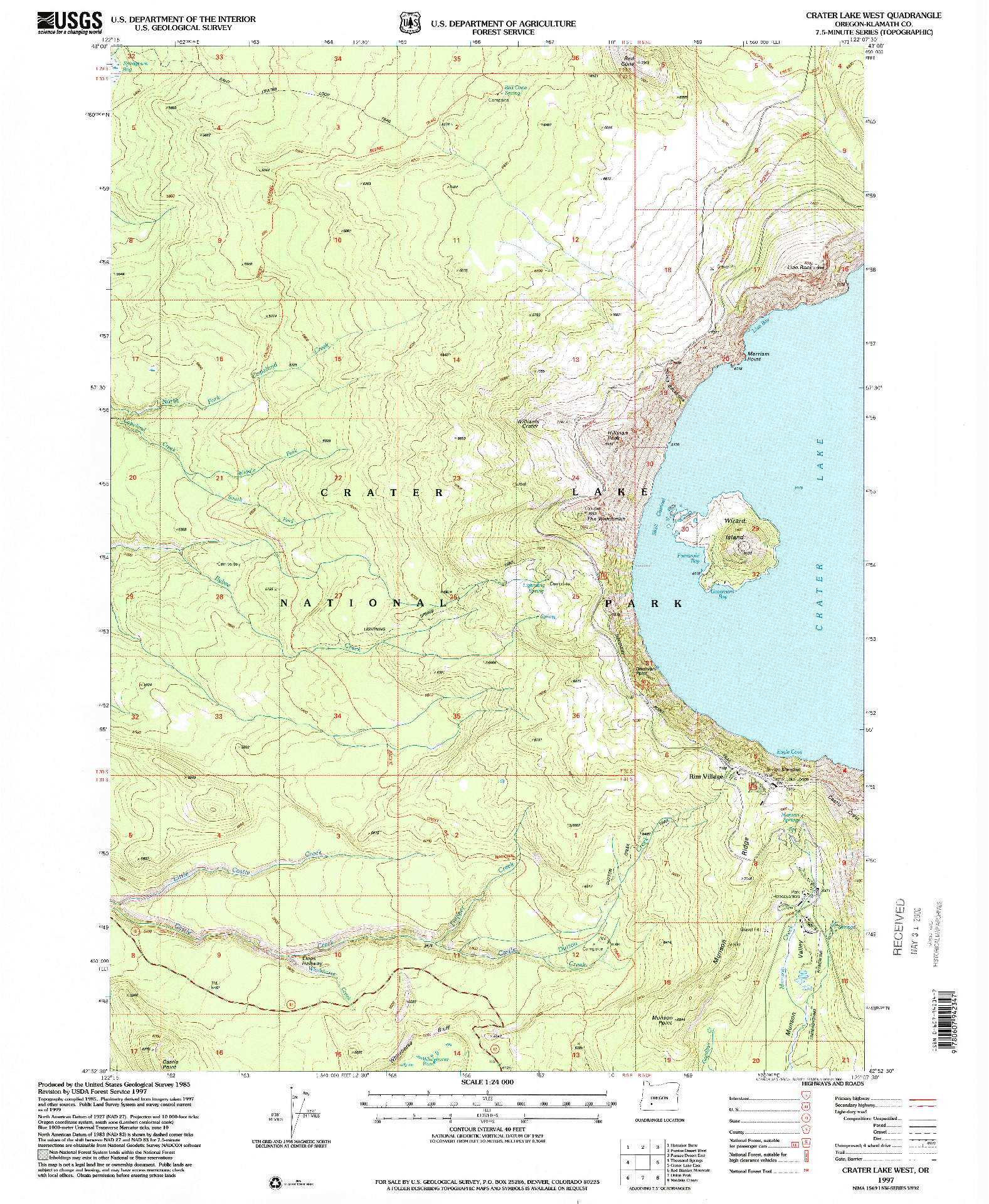 USGS 1:24000-SCALE QUADRANGLE FOR CRATER LAKE WEST, OR 1997