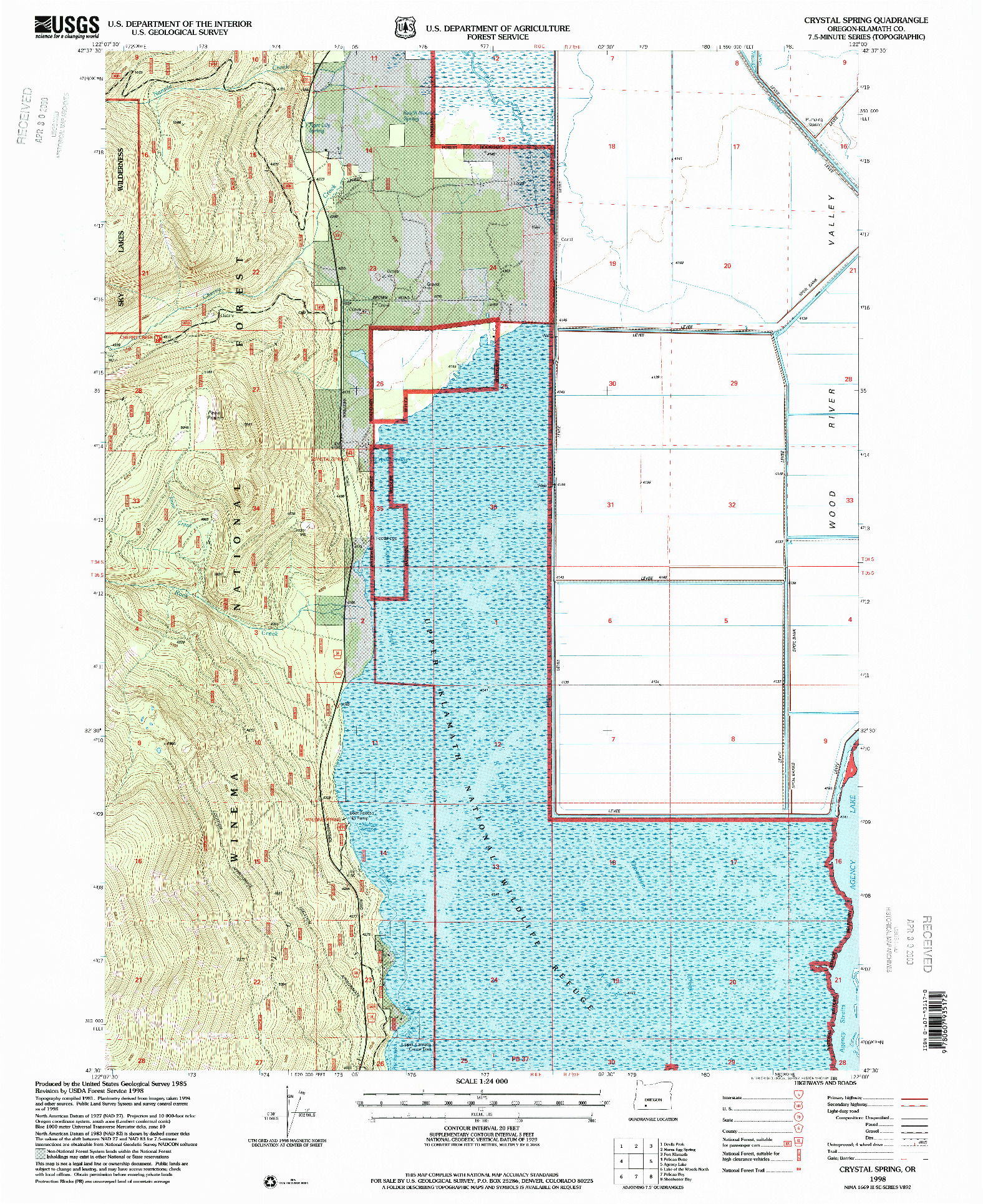 USGS 1:24000-SCALE QUADRANGLE FOR CRYSTAL SPRING, OR 1998