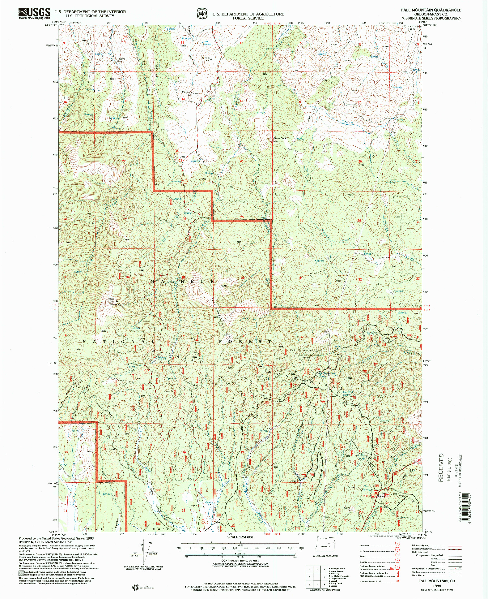 USGS 1:24000-SCALE QUADRANGLE FOR FALL MOUNTAIN, OR 1998