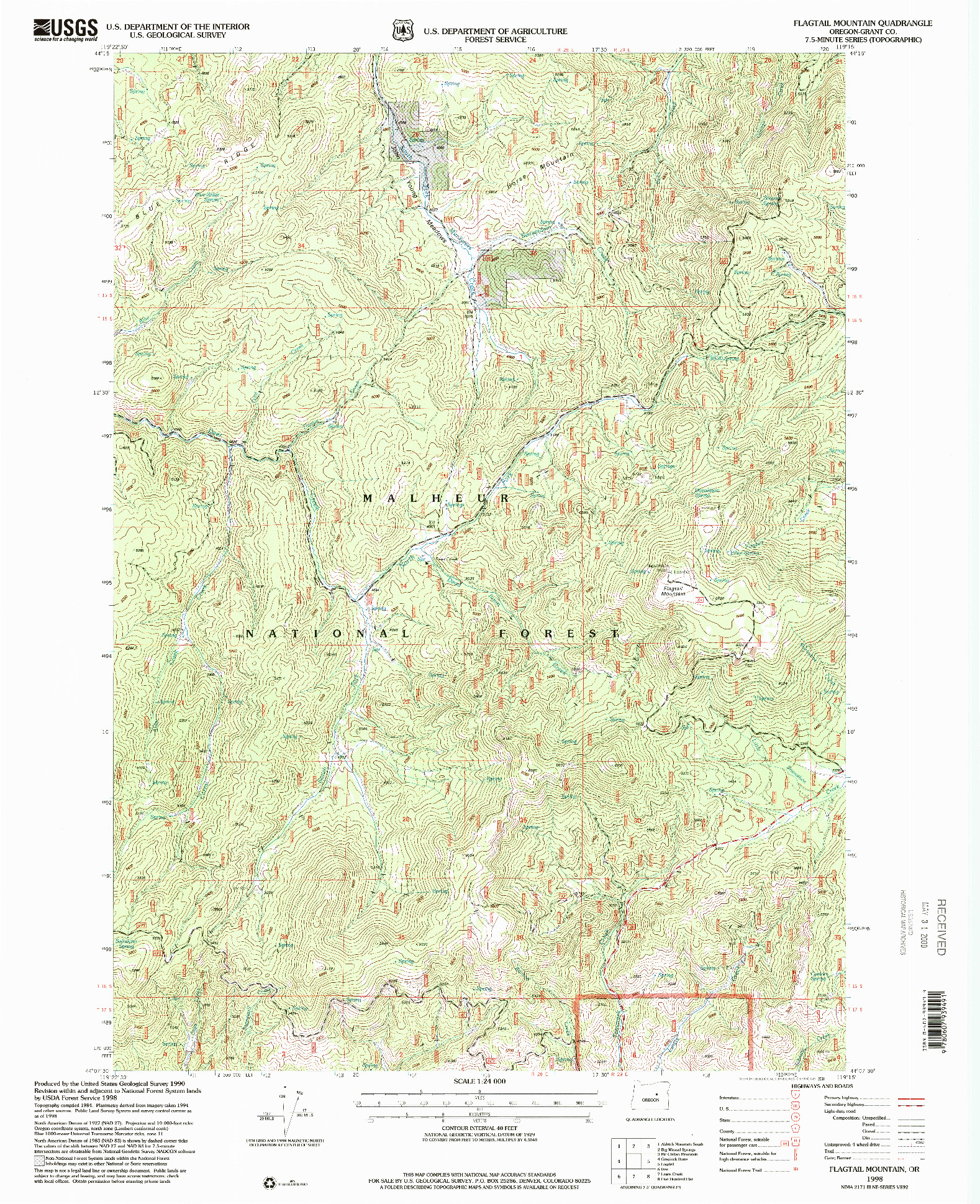 USGS 1:24000-SCALE QUADRANGLE FOR FLAGTAIL MOUNTAIN, OR 1998
