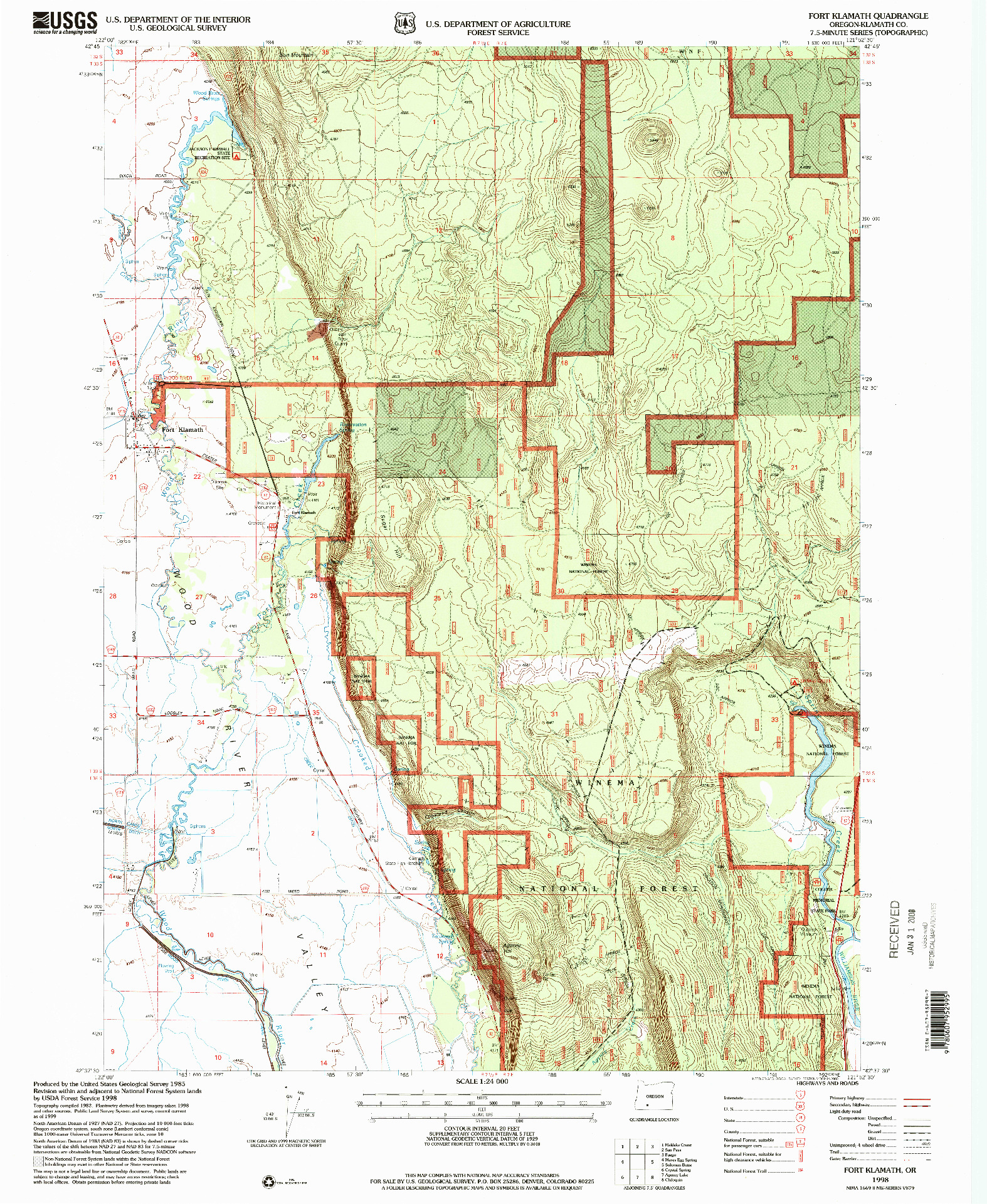 USGS 1:24000-SCALE QUADRANGLE FOR FORT KLAMATH, OR 1998