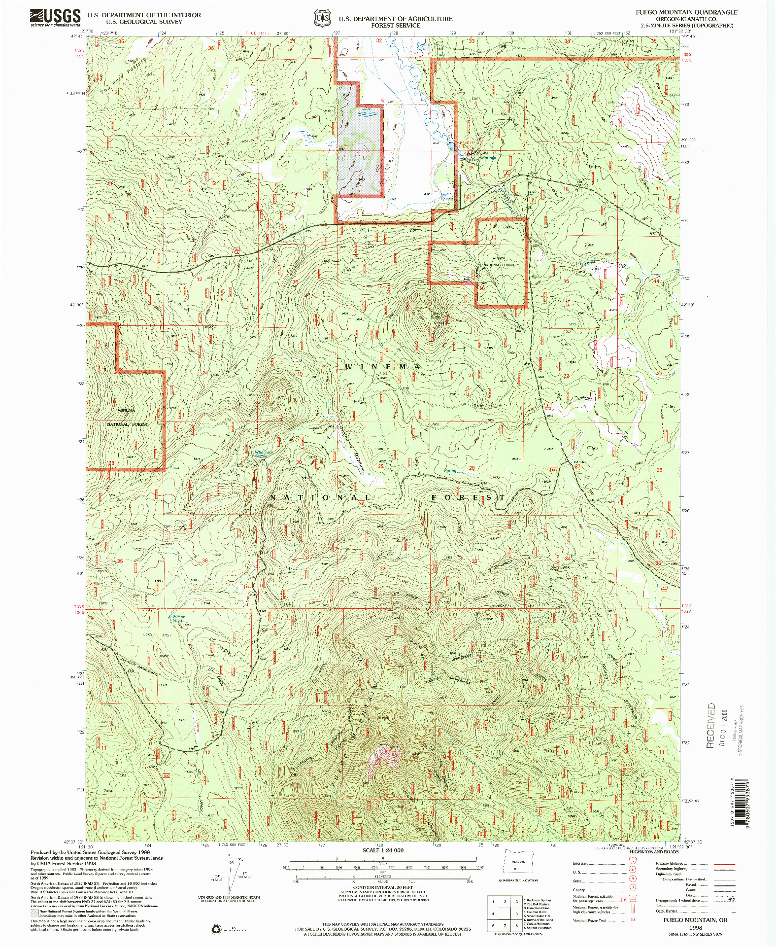 USGS 1:24000-SCALE QUADRANGLE FOR FUEGO MOUNTAIN, OR 1998