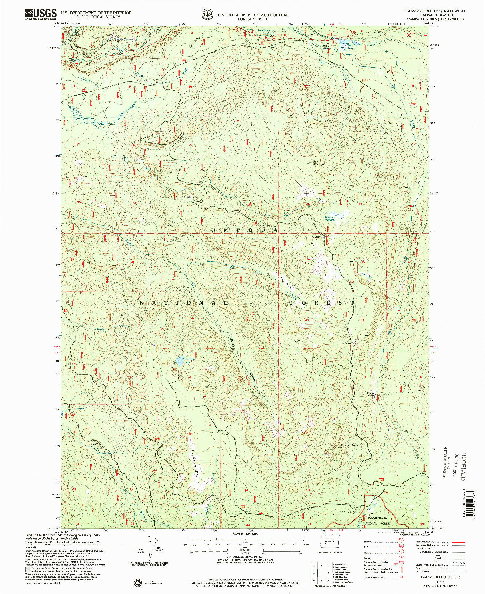 USGS 1:24000-SCALE QUADRANGLE FOR GARWOOD BUTTE, OR 1998