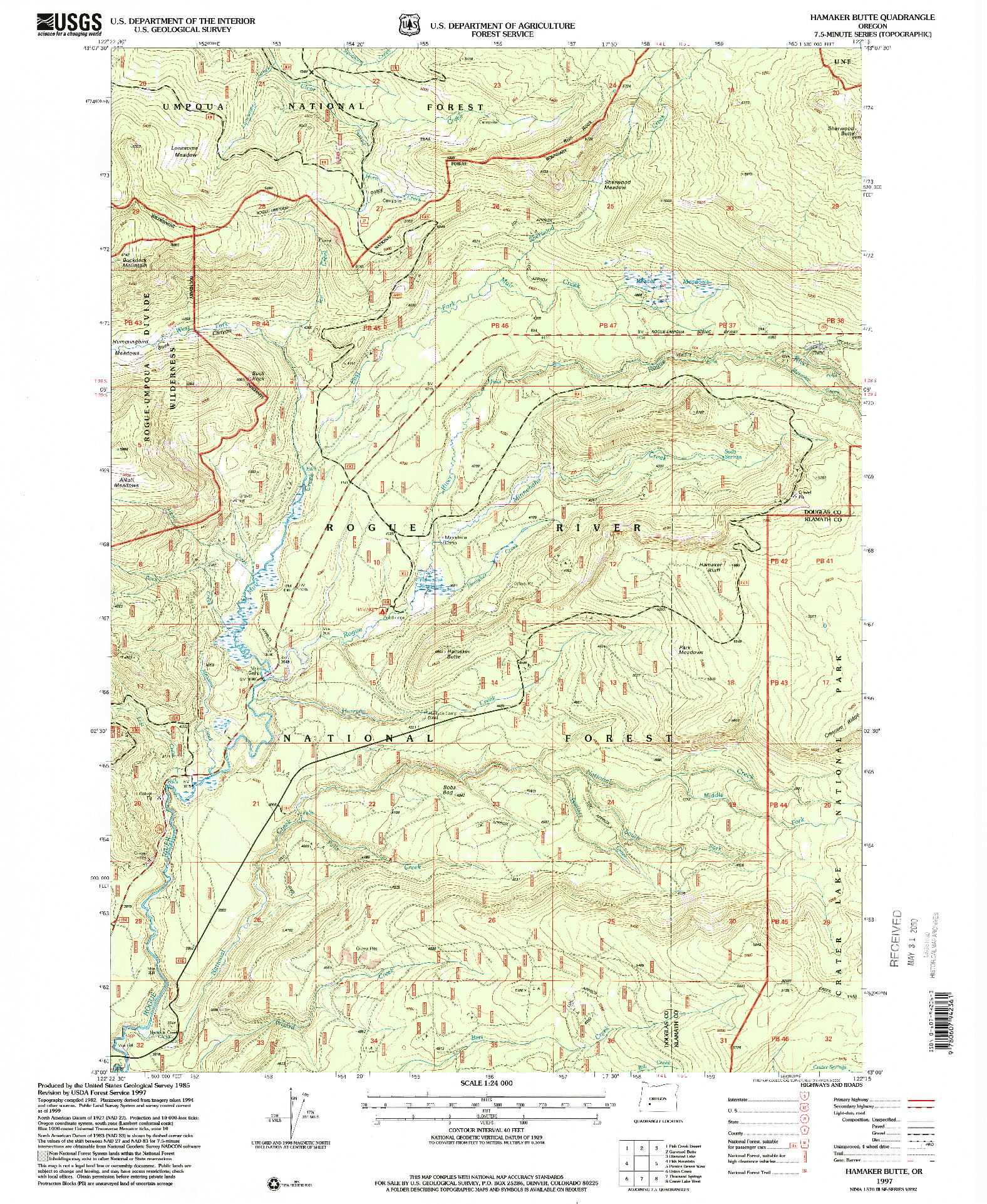 USGS 1:24000-SCALE QUADRANGLE FOR HAMAKER BUTTE, OR 1997