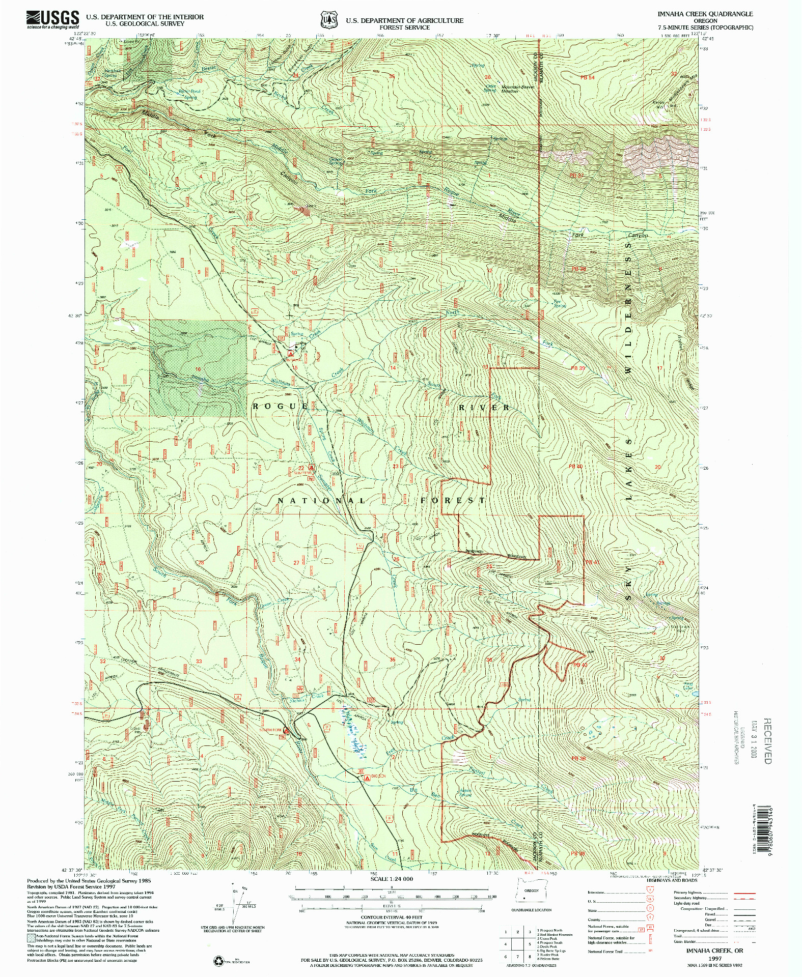USGS 1:24000-SCALE QUADRANGLE FOR IMNAHA CREEK, OR 1997