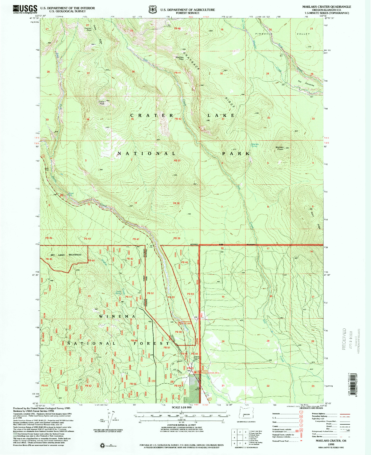 USGS 1:24000-SCALE QUADRANGLE FOR MAKLAKS CRATER, OR 1998