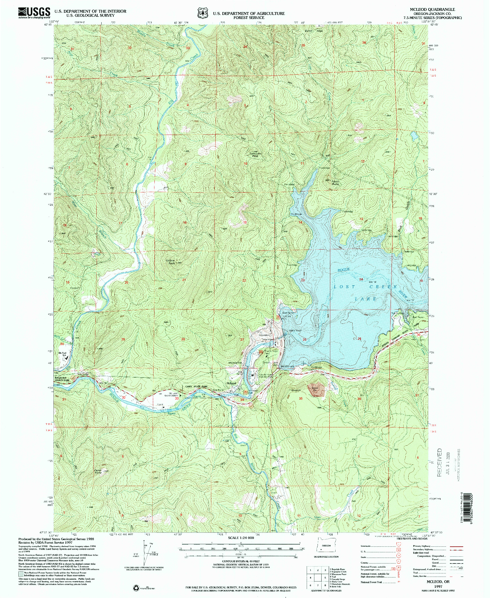 USGS 1:24000-SCALE QUADRANGLE FOR MC LEOD, OR 1997